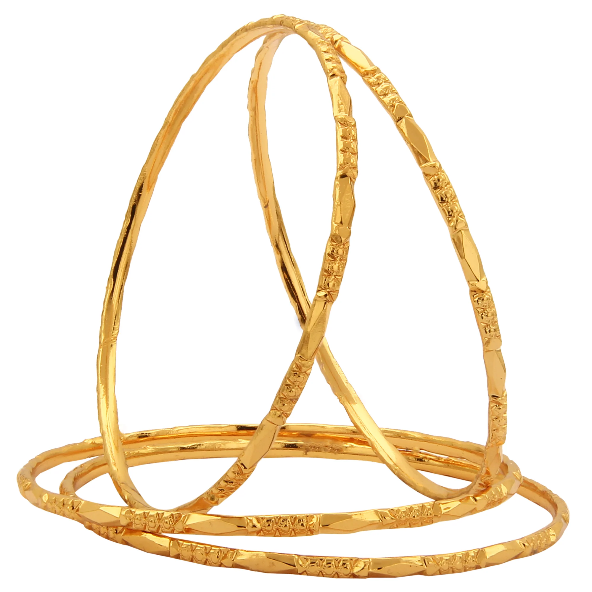 Buy Festive Collections: Micro Gold Finished Thin Bangles Set of 4 - Sasitrends - Image 3