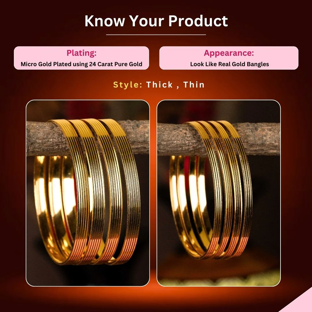 Sleek Shimmer Kada Micro Gold Plated Bangles Set - Buy Attractive Traditional Wear - Image 2