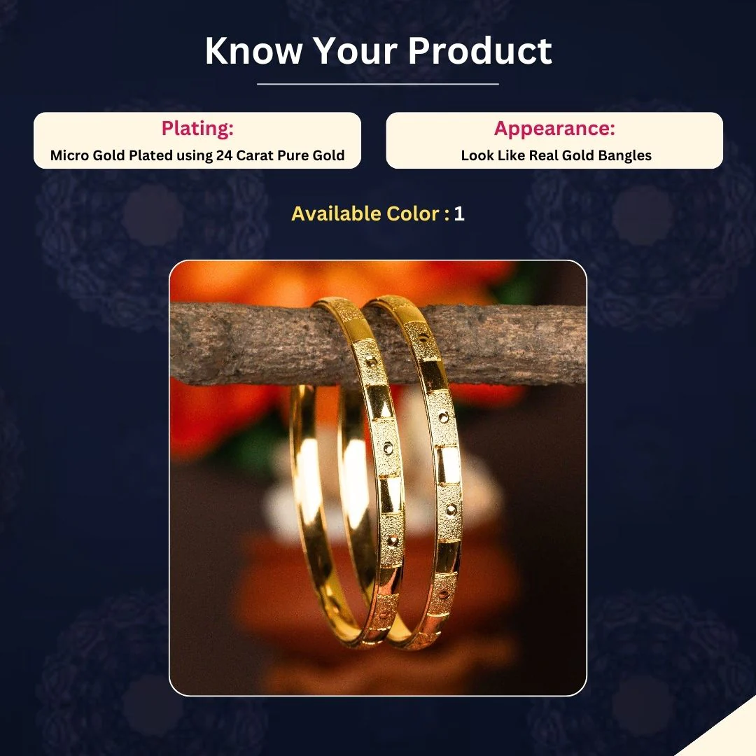 Stellar Dotted Micro Gold Plated Bangles - Beautiful Traditional Elegance - Image 2