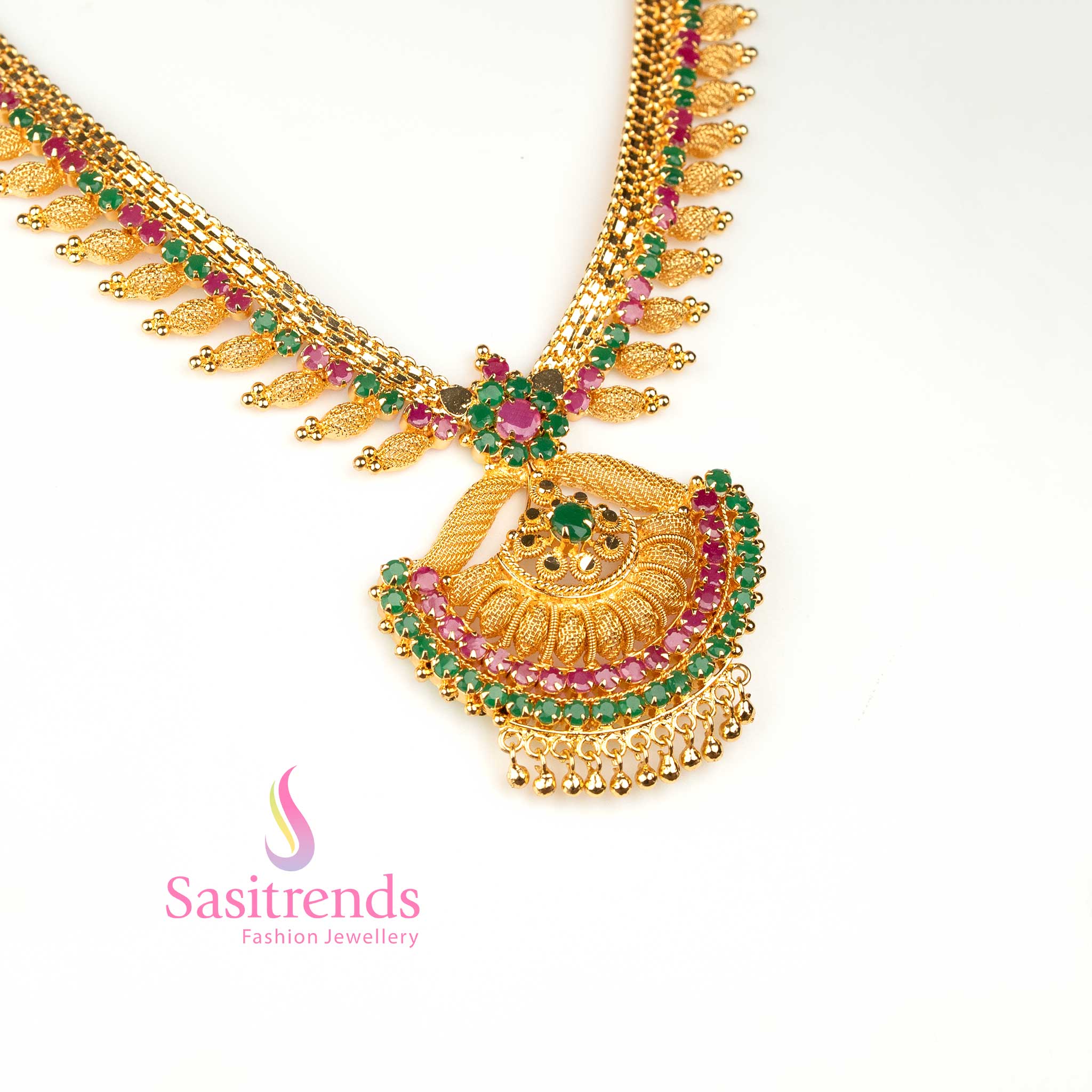 Sasitrends Tilak-inspired Micro Gold Plated AD Necklace for Elegant Traditional Charm - Image 3