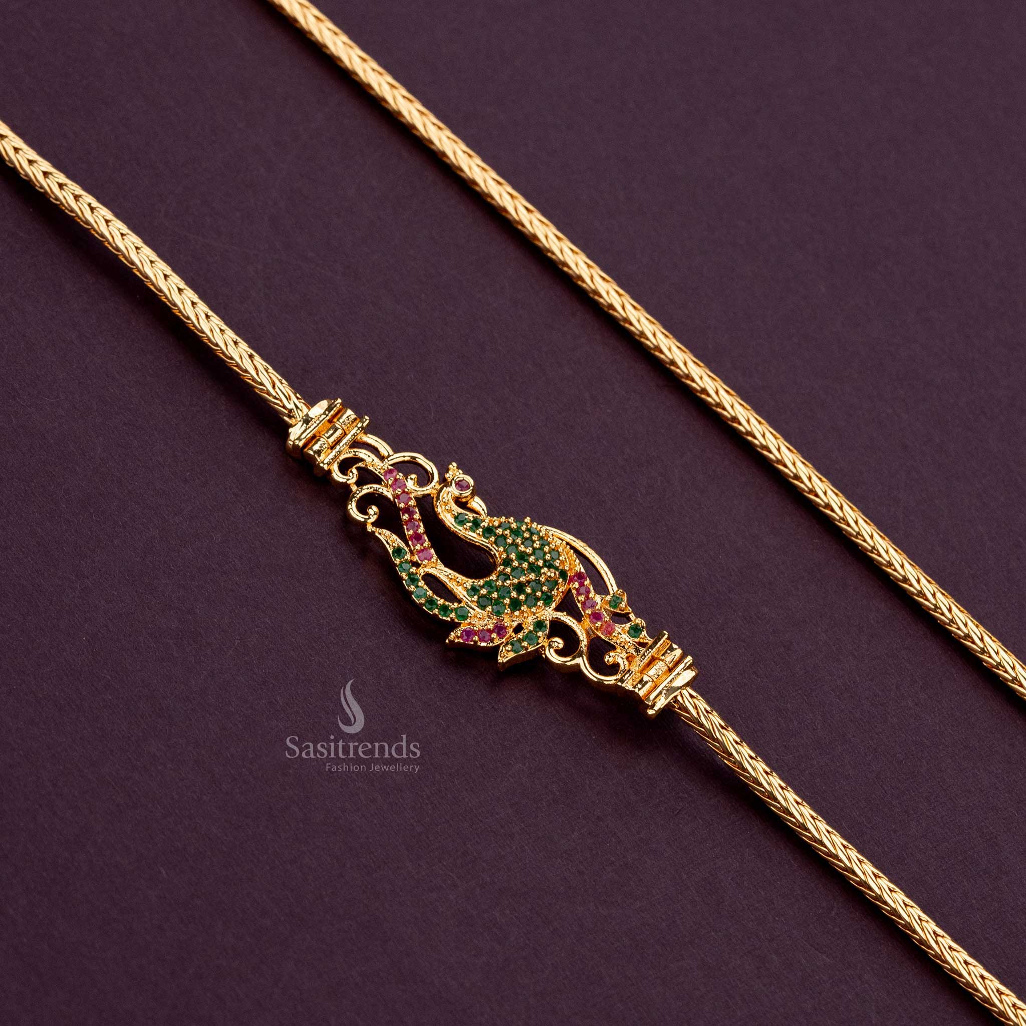 Premium 24 Carat Micro Gold Plated Peacock Mugappu Chain - Sasitrends - Image 10