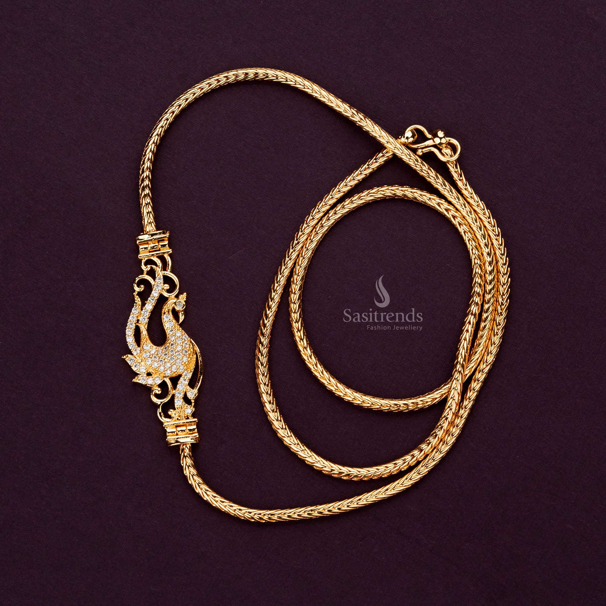 Premium 24 Carat Micro Gold Plated Peacock Mugappu Chain - Sasitrends - Image 6