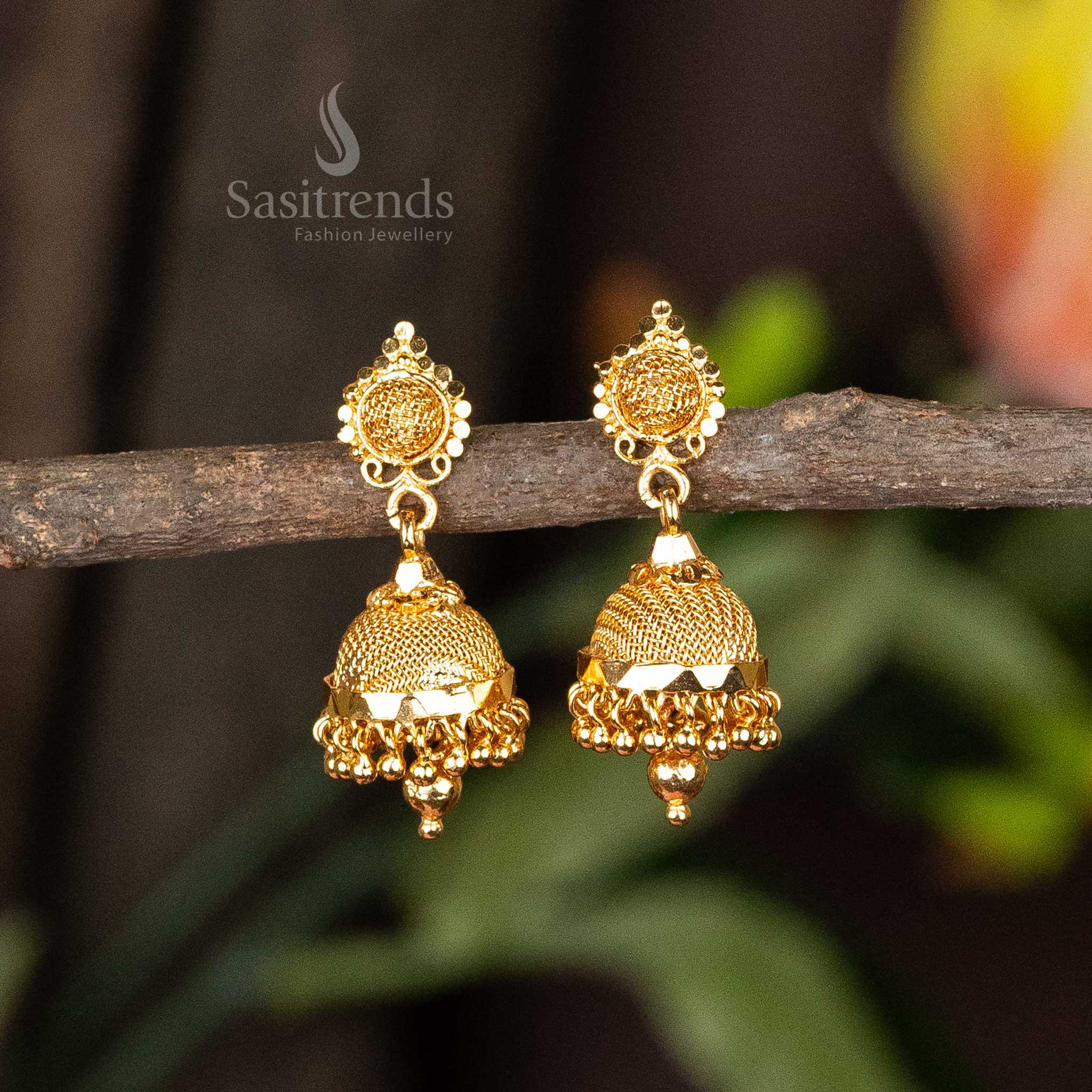 Fantastic Micro Gold Plated Traditional Jhumka Earrings - Perfect For All Traditional Occasion - Image 5