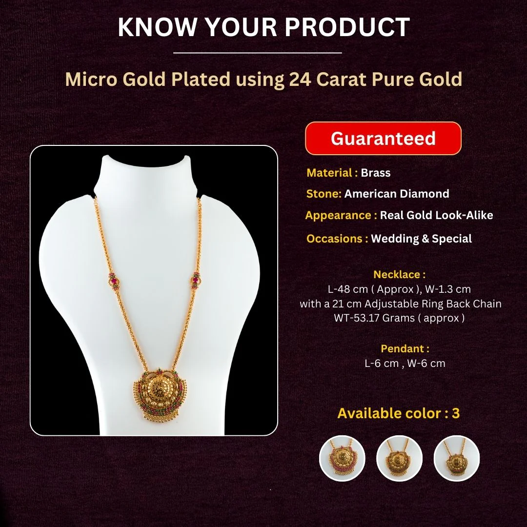 Traditional Dasavatharam Pendant Necklace in Micro Gold-Plating - Image 4