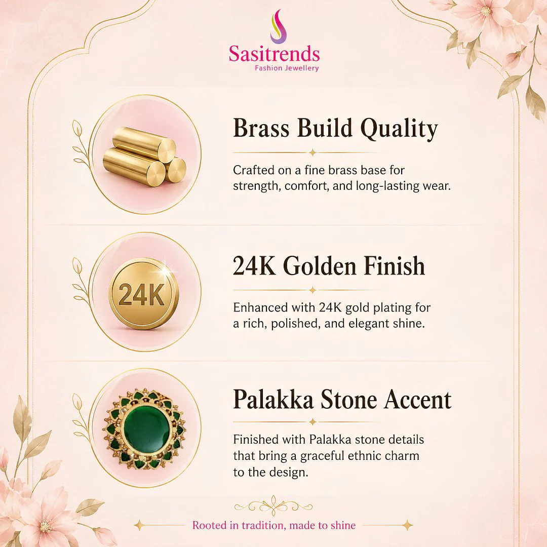 Elegant Micro Gold Plated Kerala Palakka 3 Katta Jhumka Earrings with Golden Balls - Sasitrends - Image 5