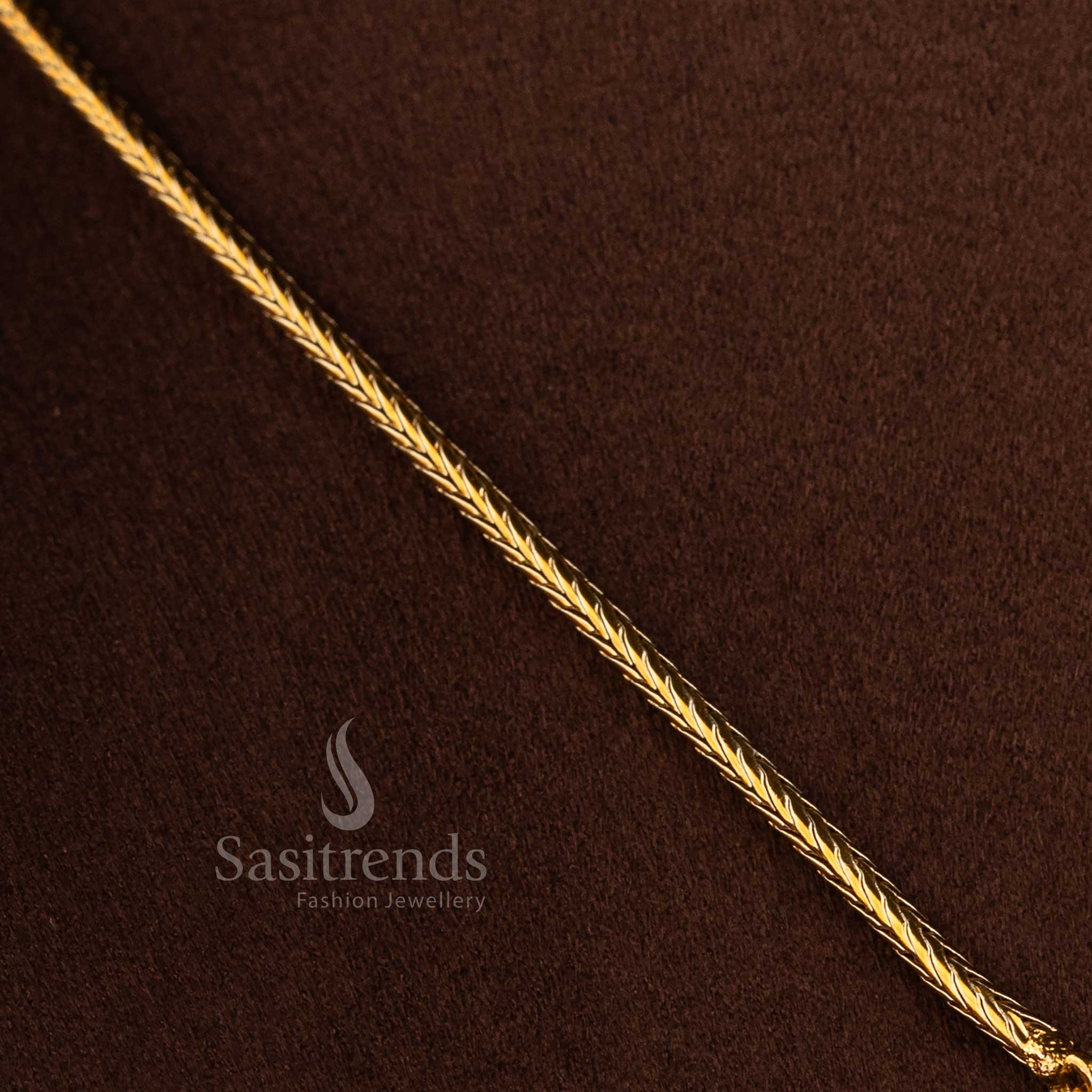Trendy Party Wear Temple Matte Gold Plated Peacock AD Necklace Jewellery Set for Women | Sasitrends - Image 4
