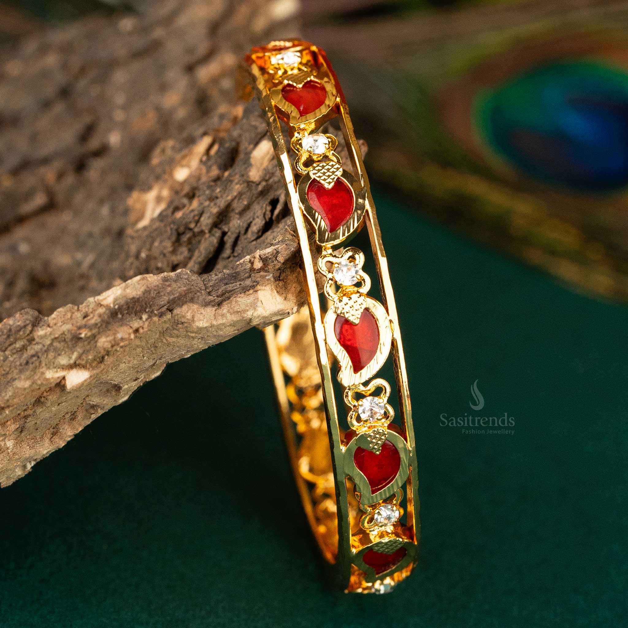 Traditional Elegance Micro Gold Plated Palakka Mango Kerala Bracelet Bangles | Sasitrends - Image 2