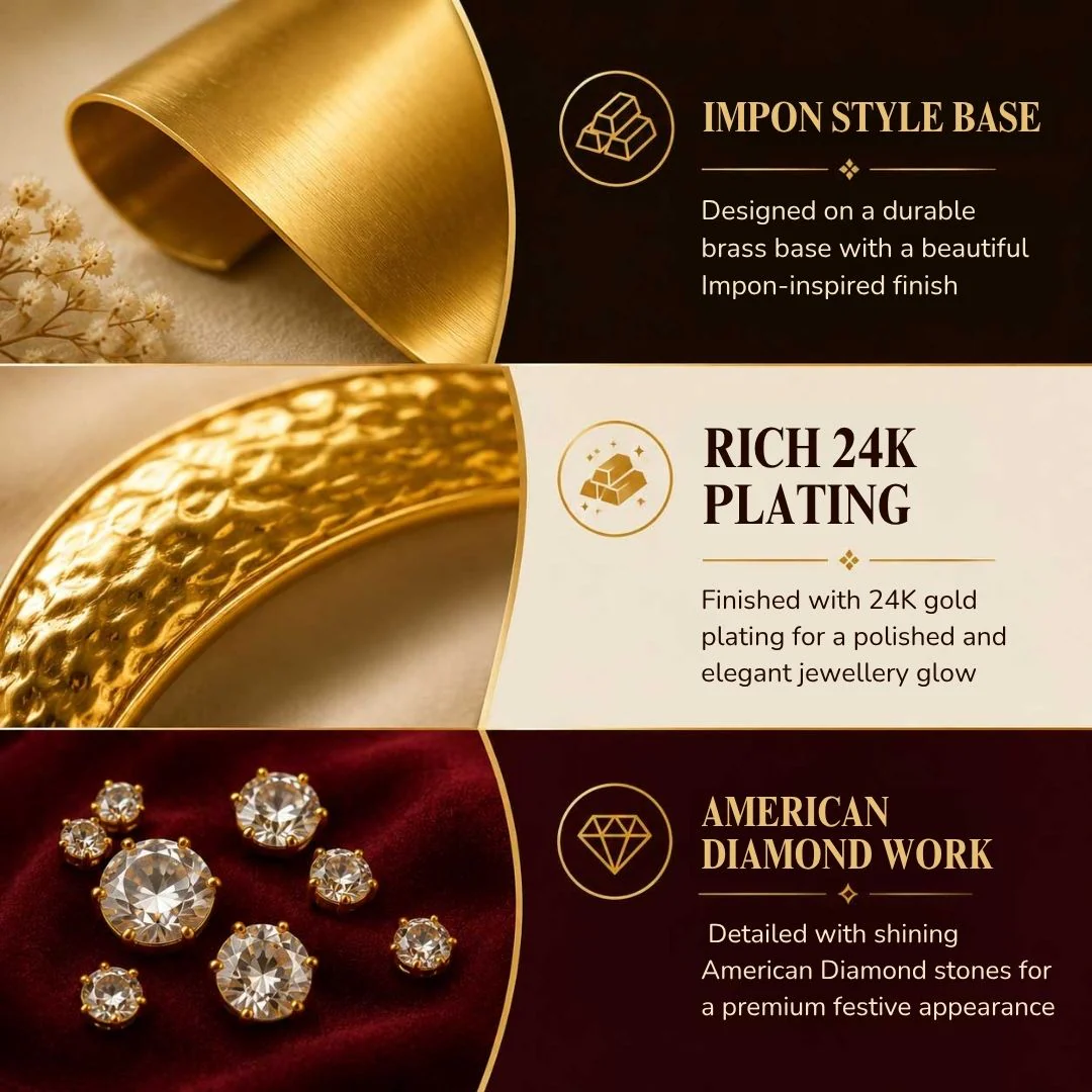 Exquisite Traditional Wear Impon Micro Gold Plated American Diamond Stones Bangles - Sasitrends - Image 4
