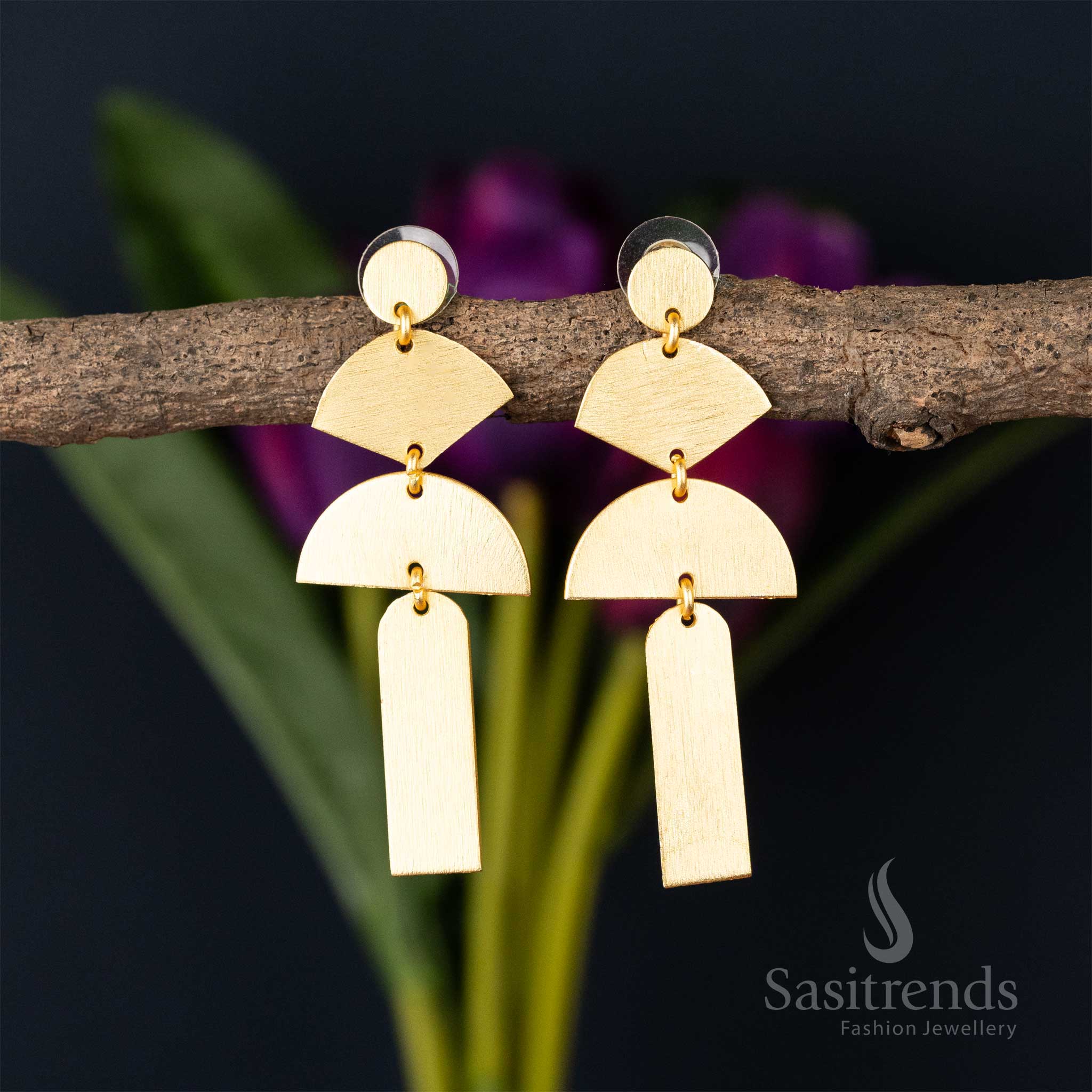 Golden Silhouettes: Contemporary Gold Plated Hoop and Stud Earrings Collection - Sasitrends - Image 8