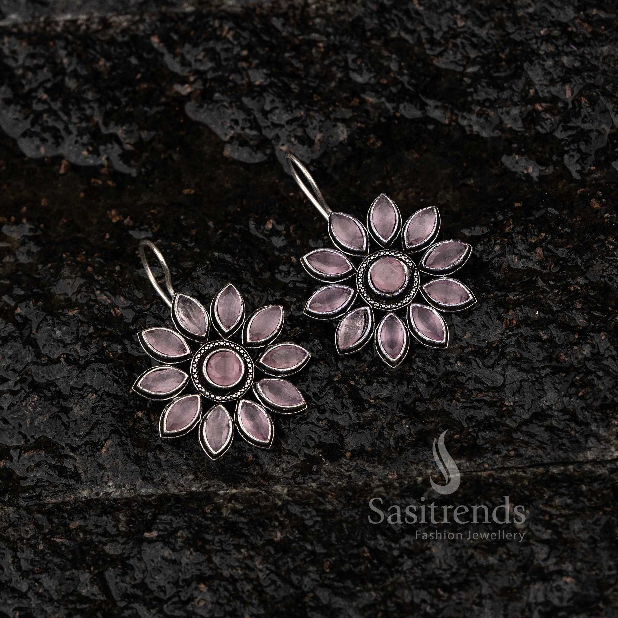 Vibrant Spectrum Floral Oxidised Earrings - Sasitrends - Image 3