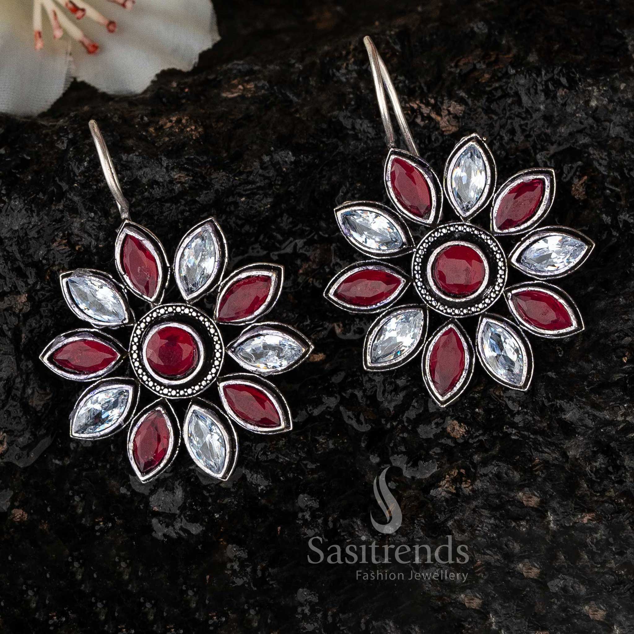 Vibrant Spectrum Floral Oxidised Earrings - Sasitrends - Image 9