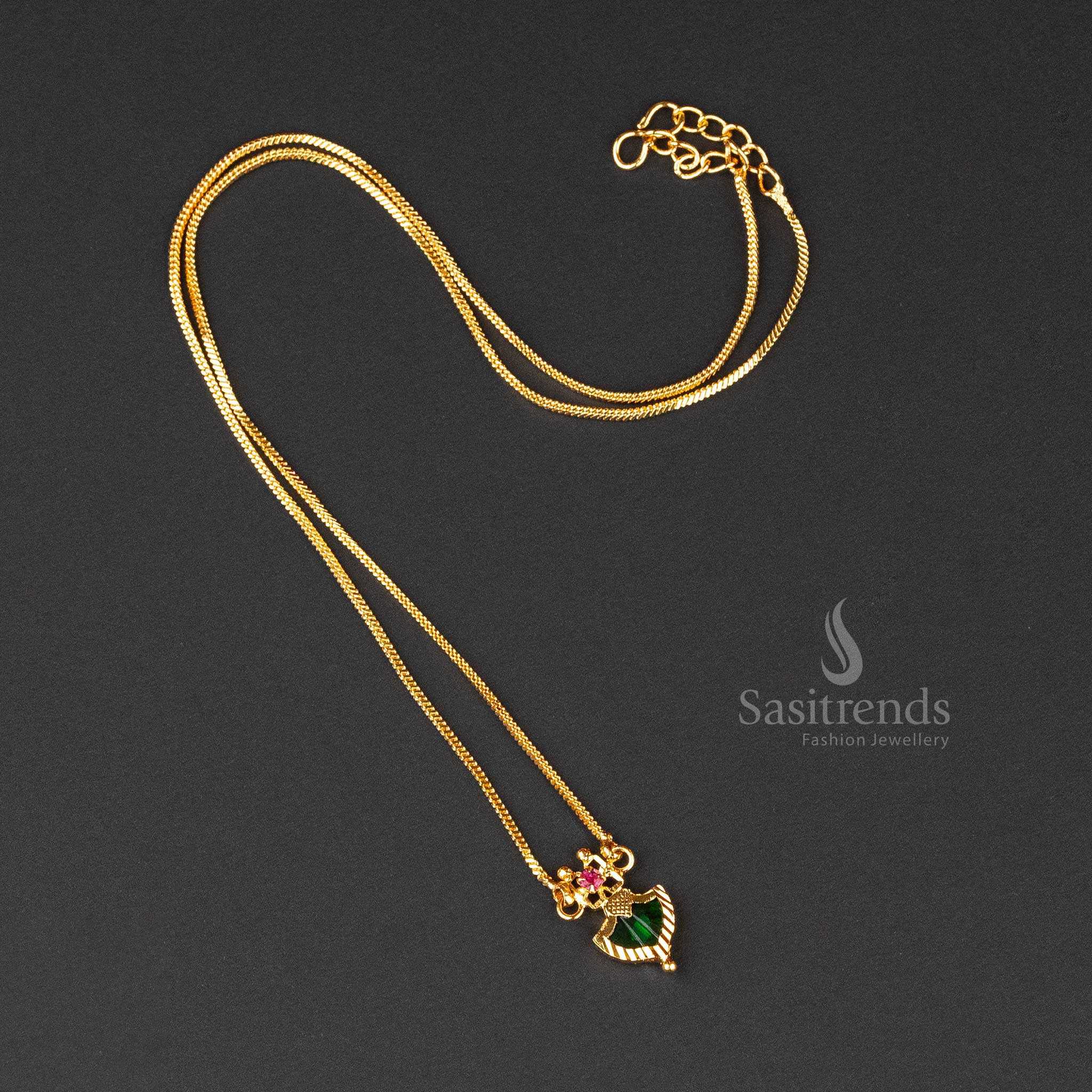Elegant Micro Gold Plated Palakka Square Chain Pendant Necklace Jewellery Set - Sasitrends - Image 10
