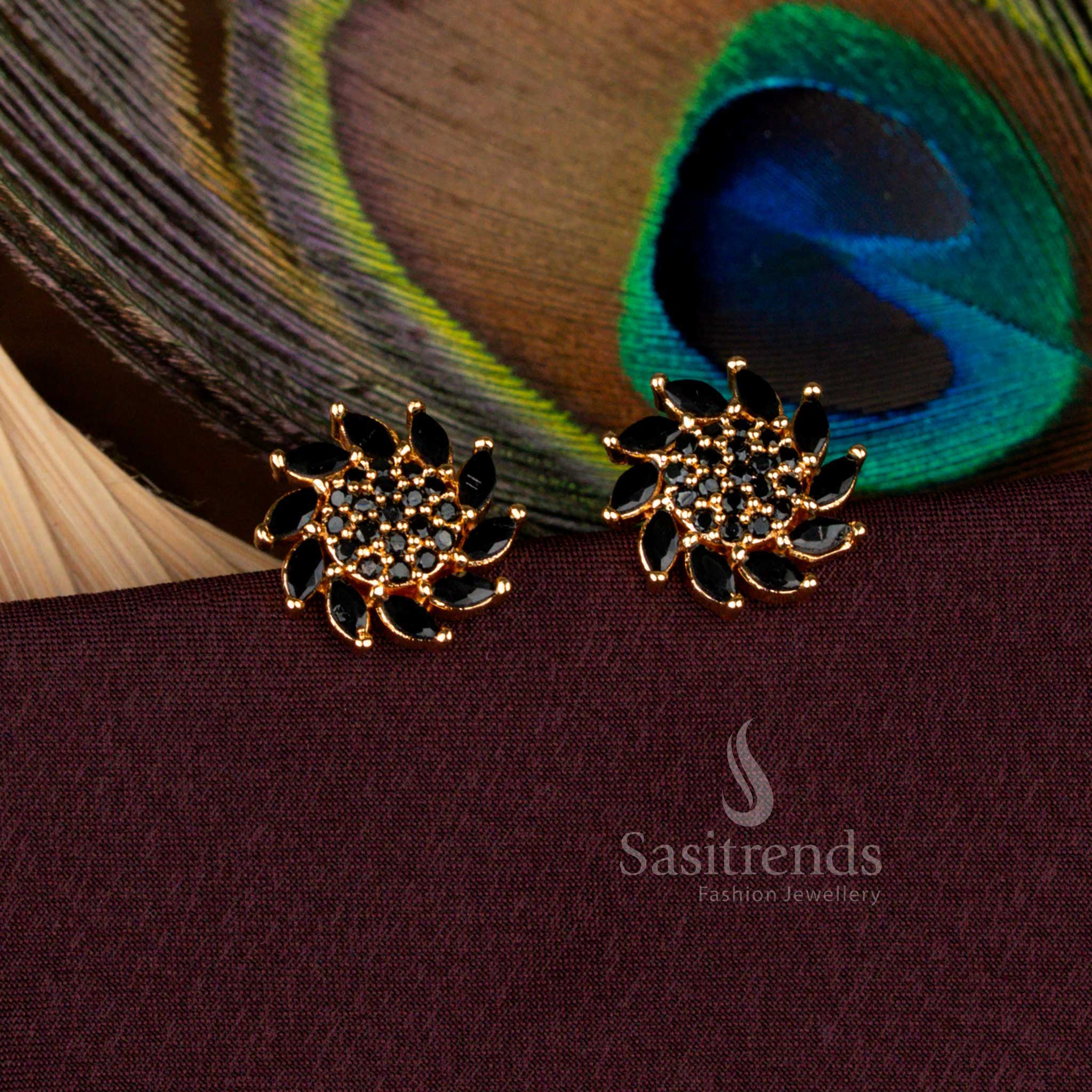 24 Carat Pure Micro Gold Floral AD Stud Earrings for Weddings and Cultural Wear – Guaranteed - Image 4