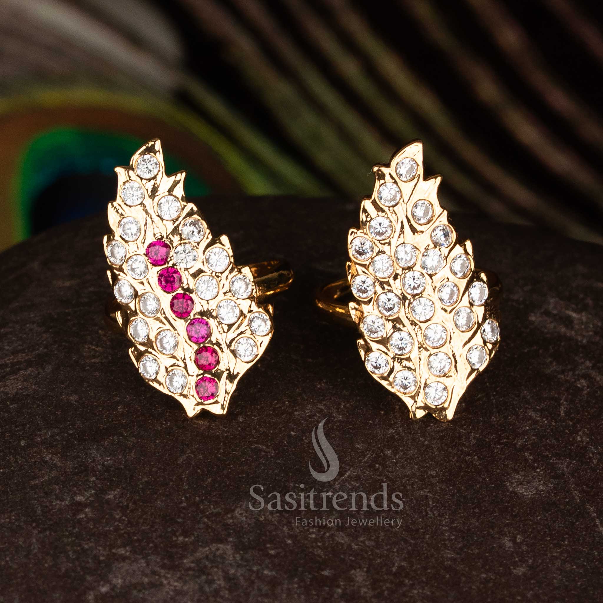 Traditional Impon Addigai Panchaloha Micro 24K Gold Plated Leaf Cluster AD Ring | Look Like Real Gold - Image 3