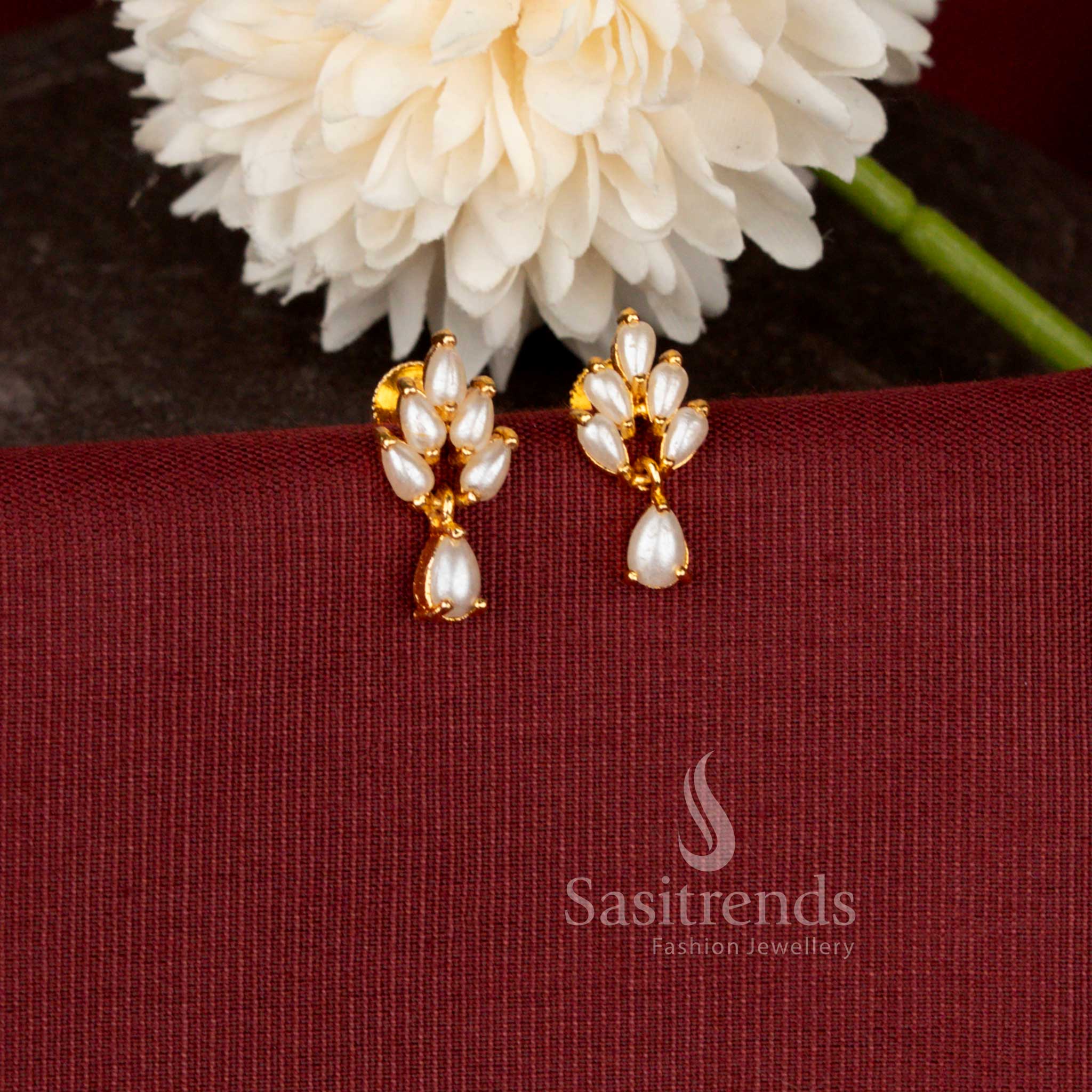 24k Guaranteed Micro Gold Plated Royal Foliage TearDrop Earrings For Daily Wear - Sasitrends - Image 2