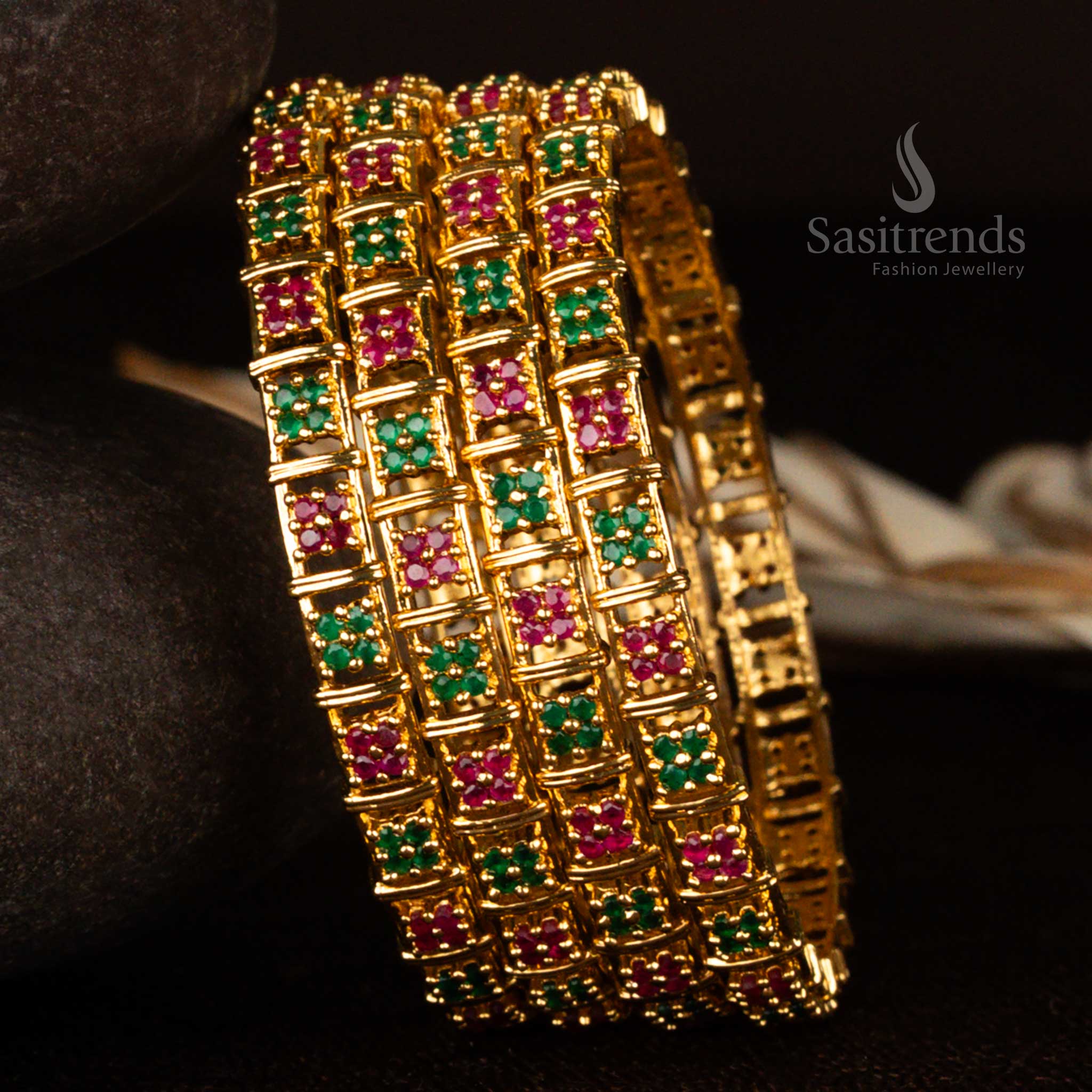 Micro Gold Plated American Diamond Stones Bangles Online India - Sasitrends - Image 3