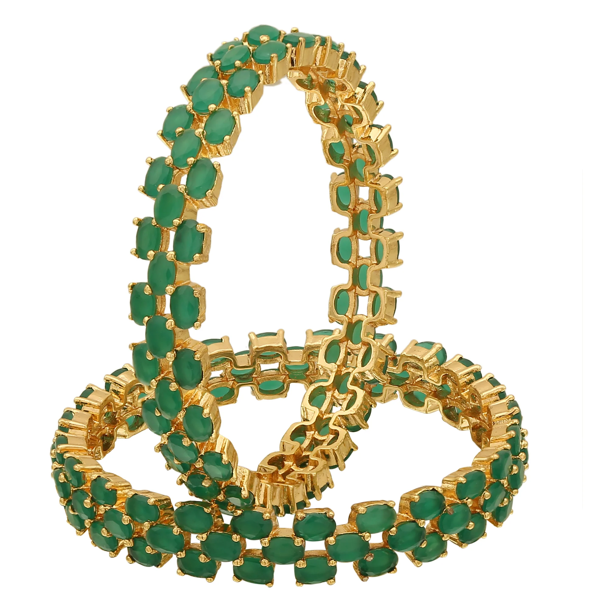 Micro Gold Plated American Diamond Stones CZ Design Bangles – Premium Traditional Wear Jewellery - Sasitrends - Image 3