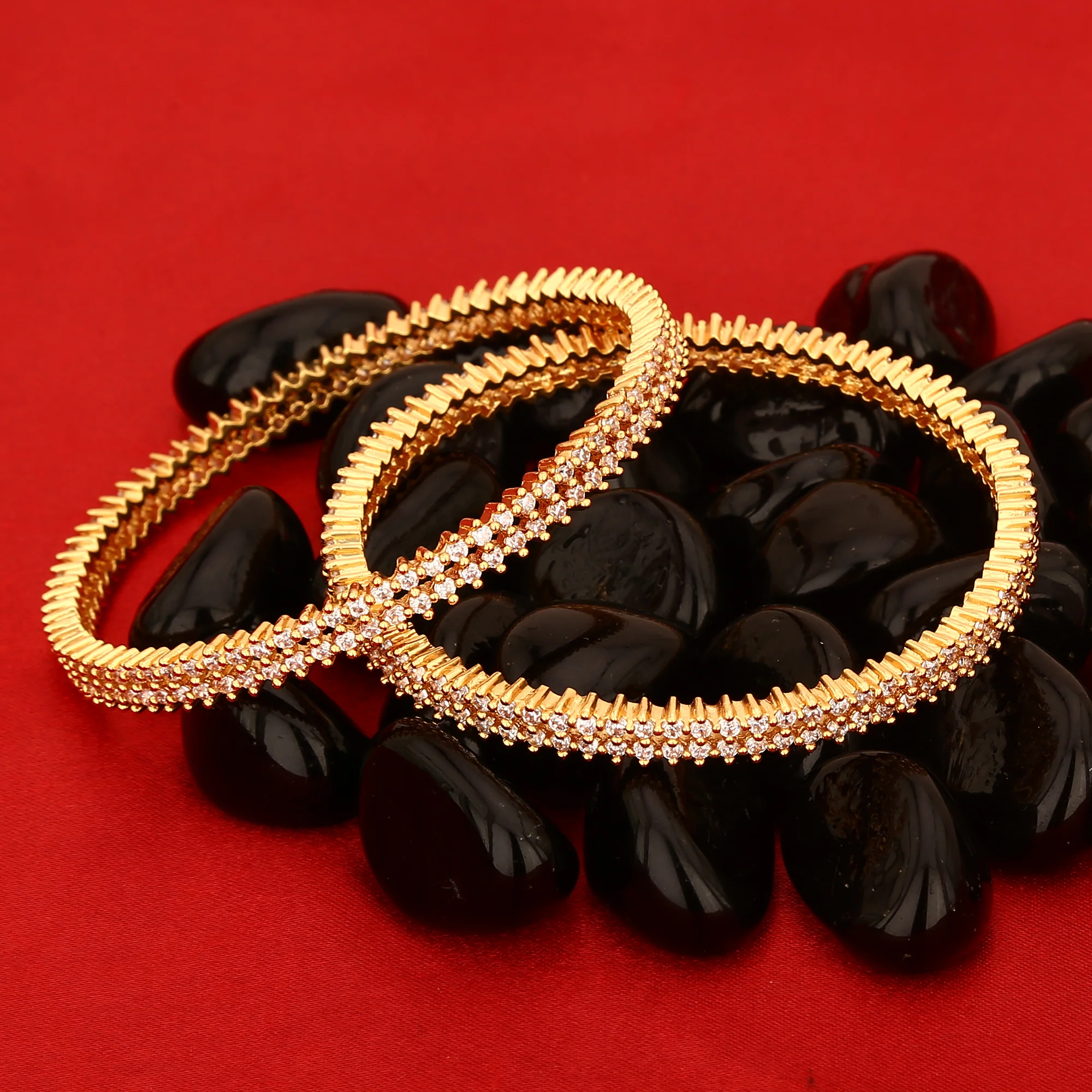 Elegant Two-Line American Diamond Micro Gold Plated Bangles with 1-Year Guarantee By Sasitrends - Image 10