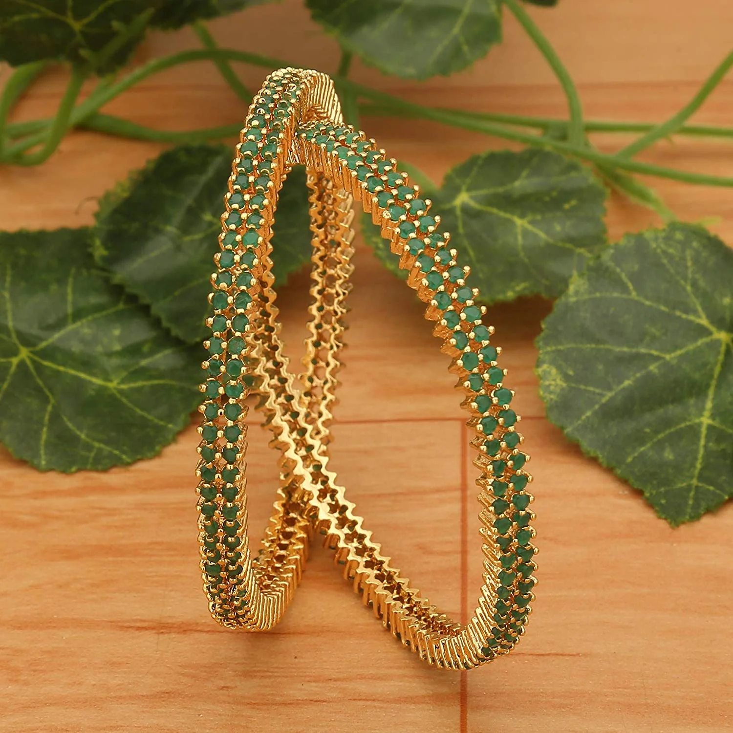 Elegant Two-Line American Diamond Micro Gold Plated Bangles with 1-Year Guarantee By Sasitrends - Image 13