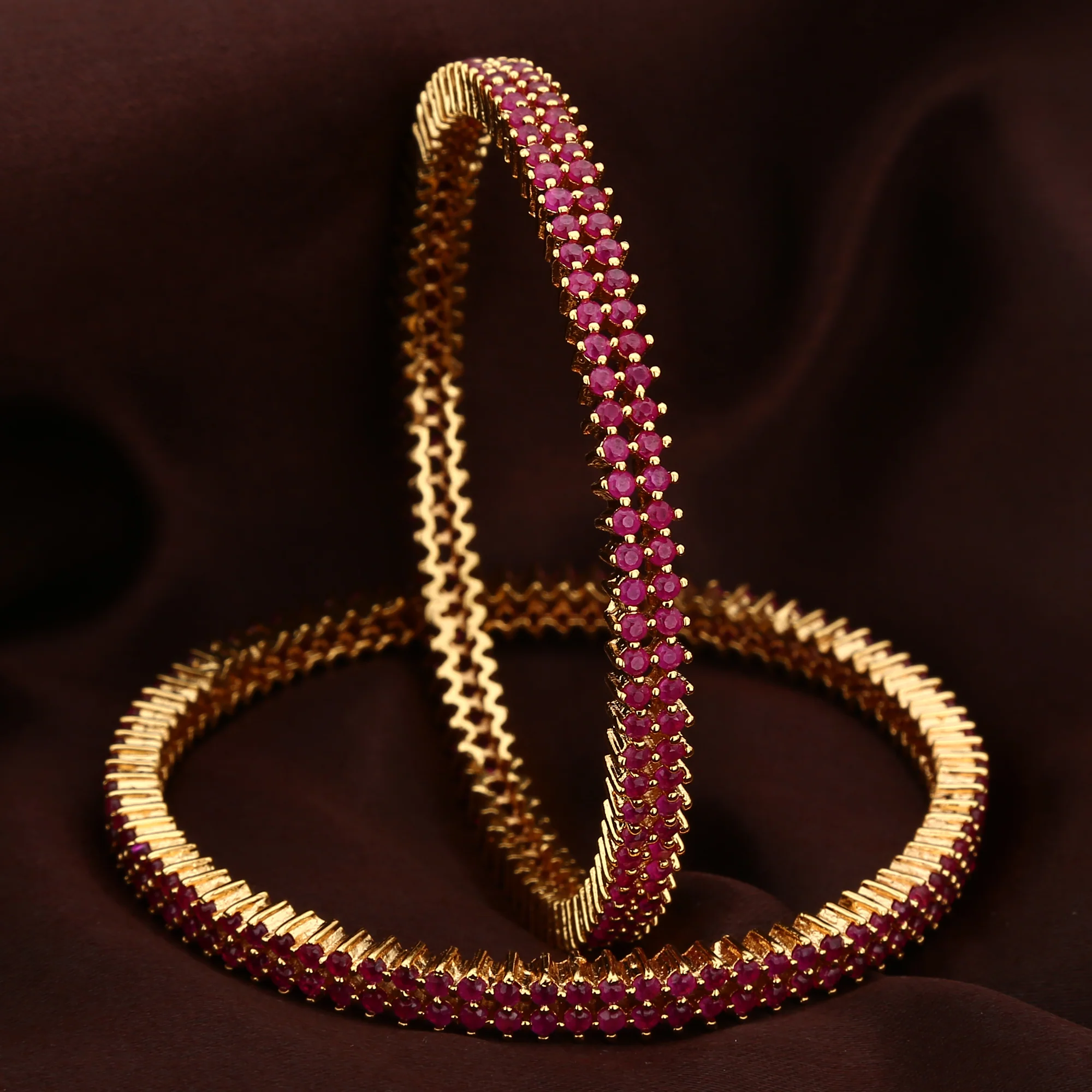 Elegant Two-Line American Diamond Micro Gold Plated Bangles with 1-Year Guarantee By Sasitrends - Image 4