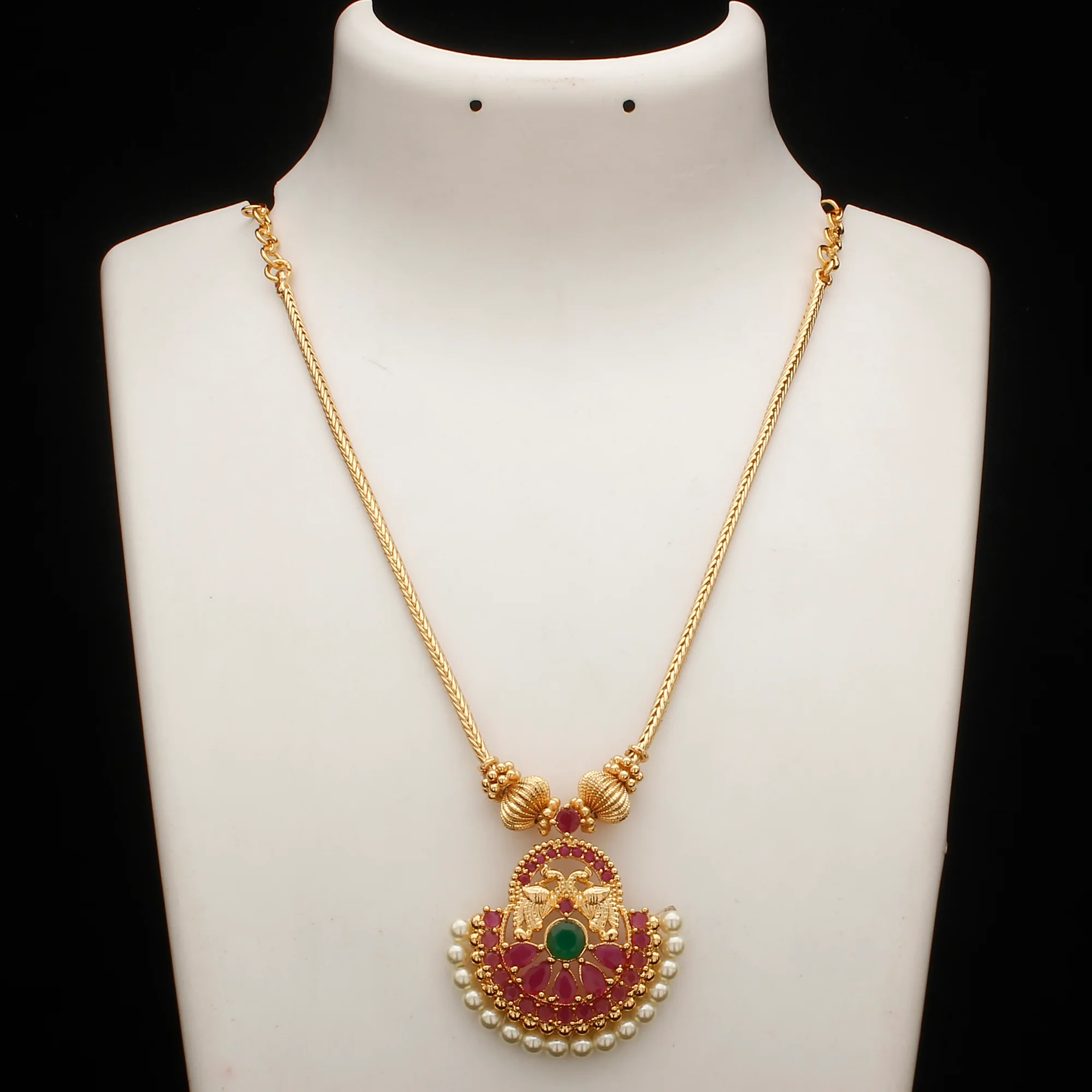 Traditional Micro Gold Plated Peacock Pendant Necklace – Perfect for Traditional Occasions - Image 3