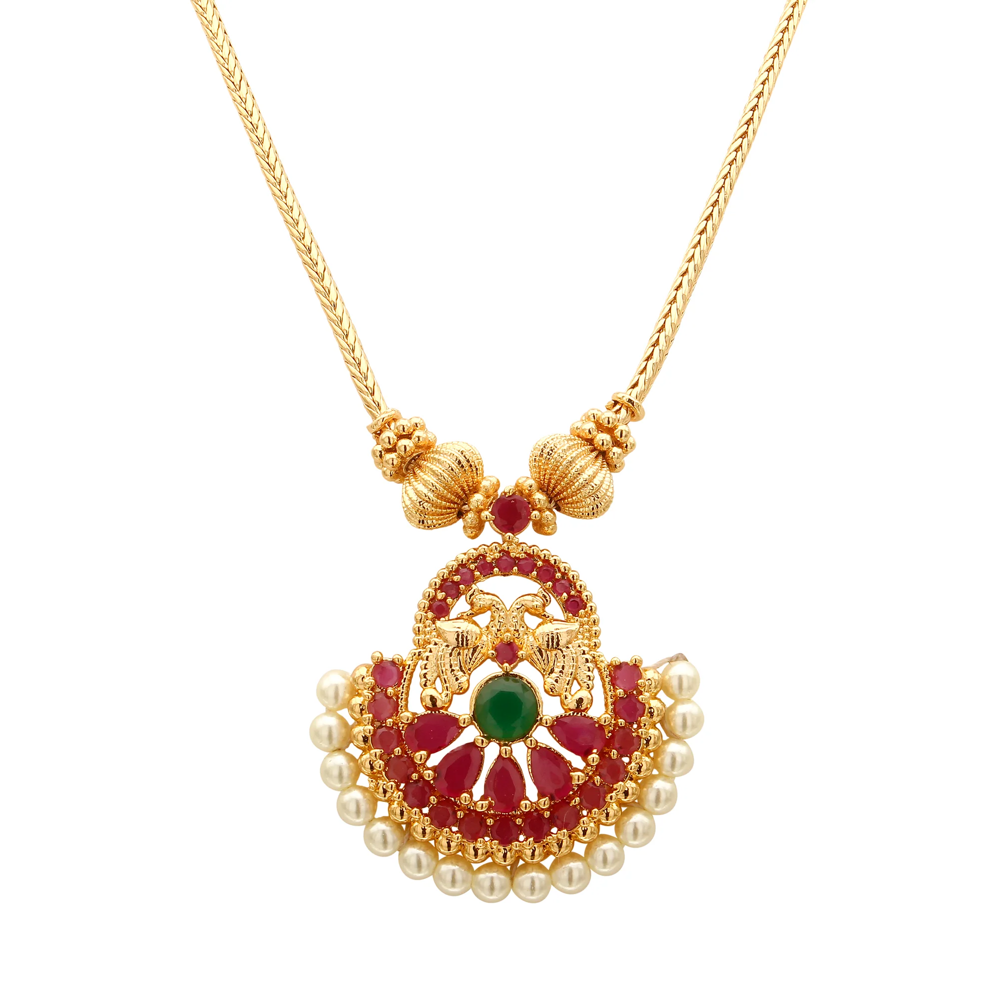 Traditional Micro Gold Plated Peacock Pendant Necklace – Perfect for Traditional Occasions - Image 4