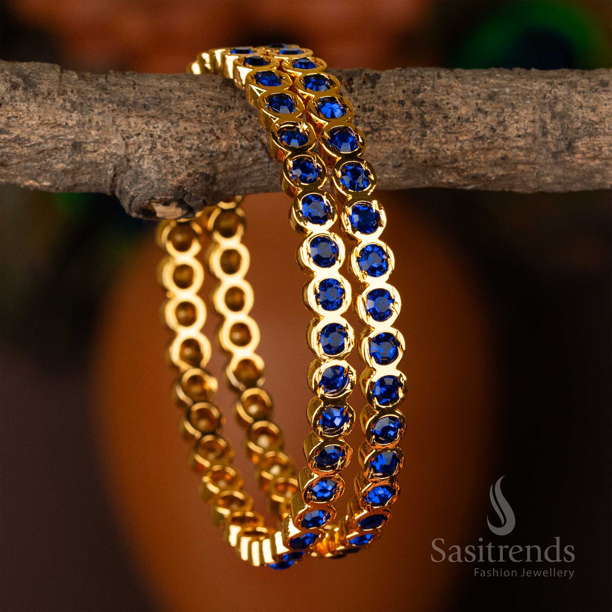 New Arrival: Traditional Wear Micro Gold Plated Para Stones Impon Bangles for Women | Sasitrends - Image 11
