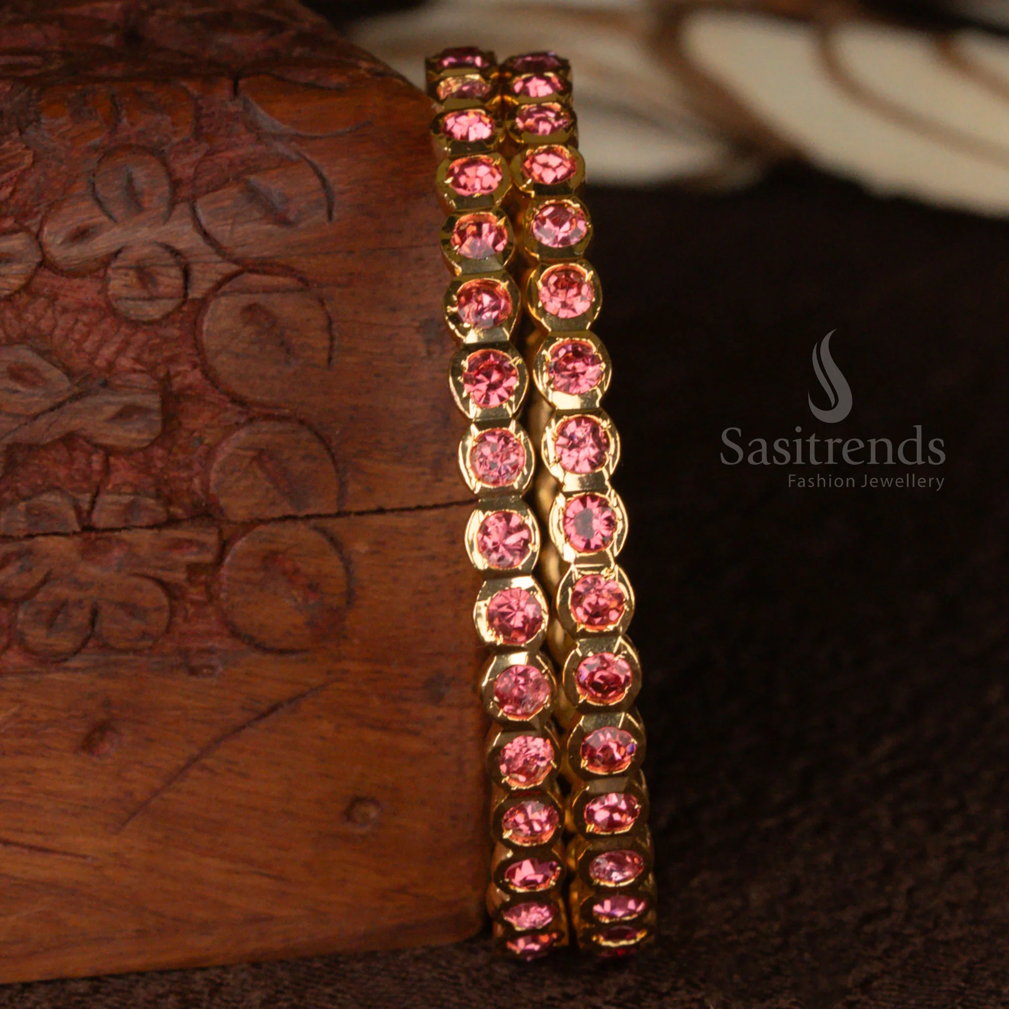 New Arrival: Traditional Wear Micro Gold Plated Para Stones Impon Bangles for Women | Sasitrends - Image 12