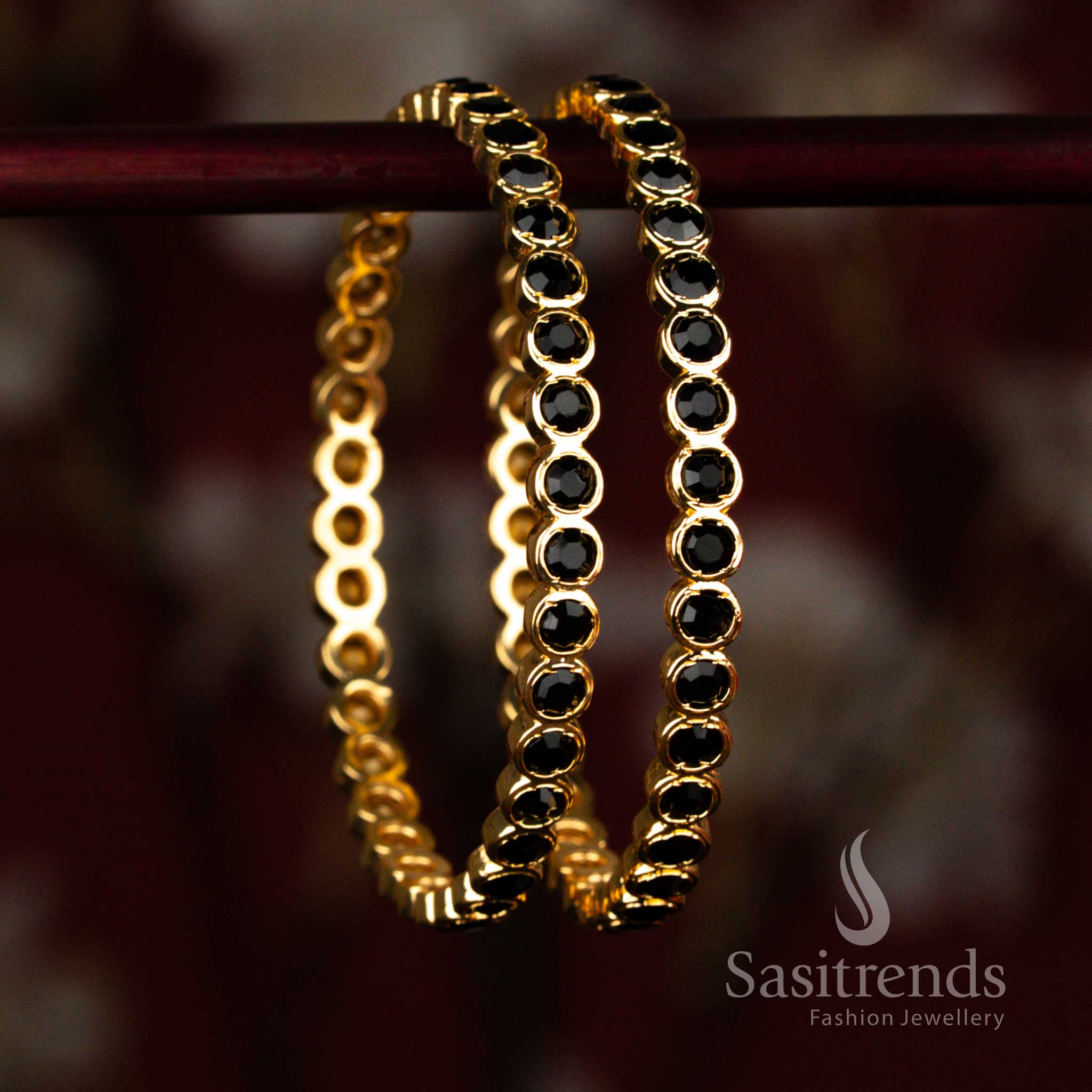 New Arrival: Traditional Wear Micro Gold Plated Para Stones Impon Bangles for Women | Sasitrends - Image 13