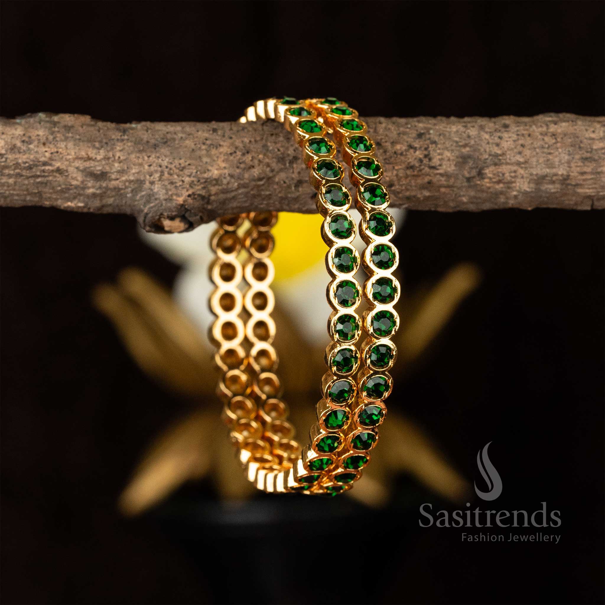 New Arrival: Traditional Wear Micro Gold Plated Para Stones Impon Bangles for Women | Sasitrends - Image 14