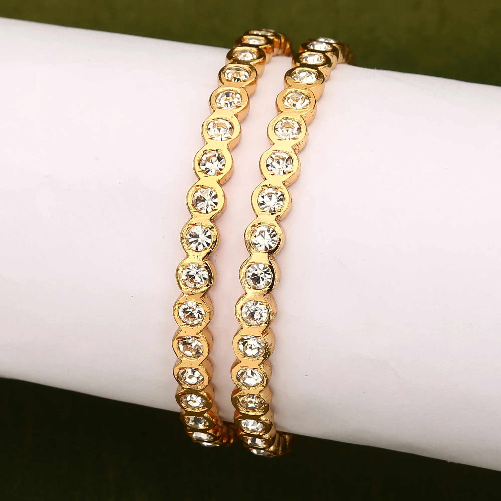 New Arrival: Traditional Wear Micro Gold Plated Para Stones Impon Bangles for Women | Sasitrends - Image 15