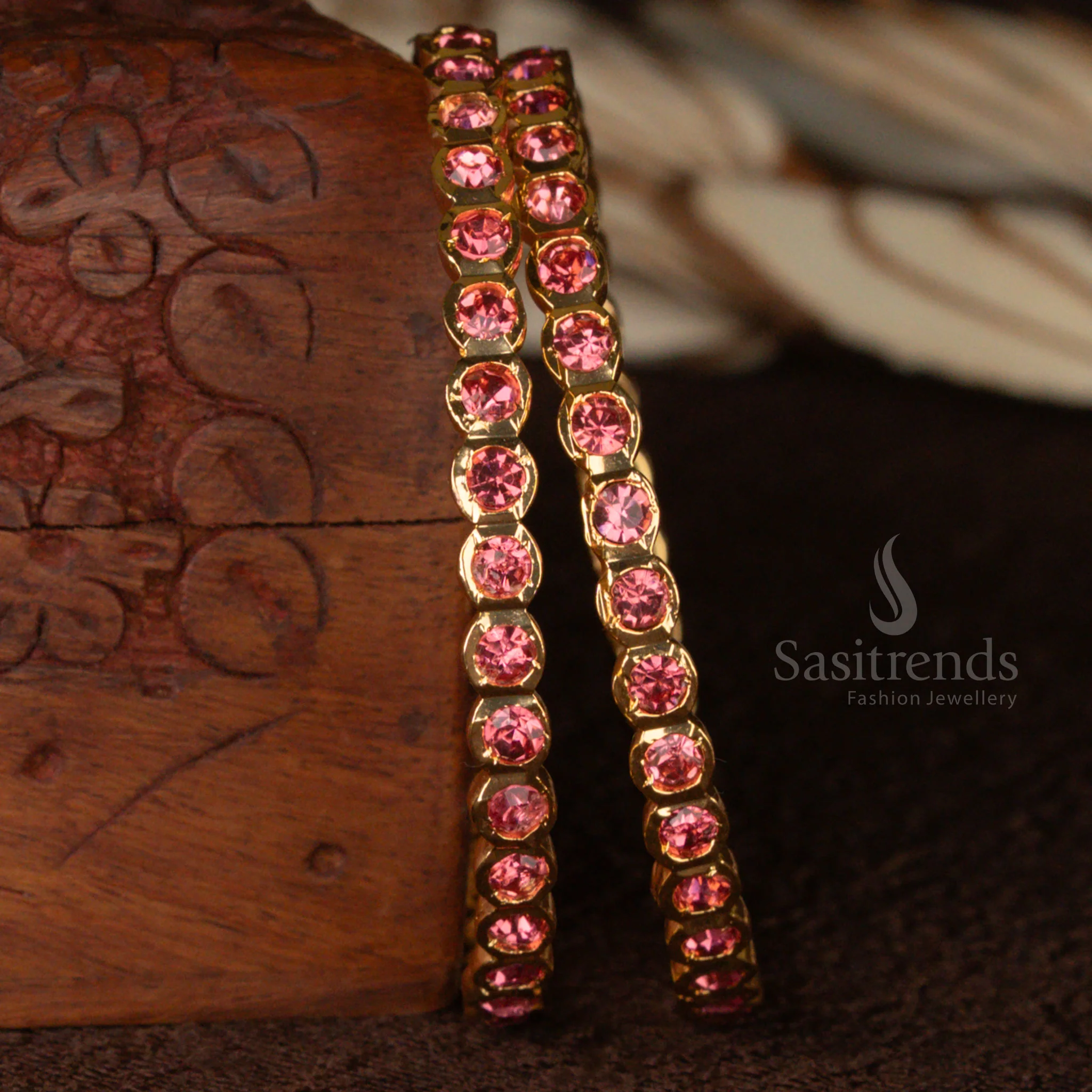 New Arrival: Traditional Wear Micro Gold Plated Para Stones Impon Bangles for Women | Sasitrends - Image 16