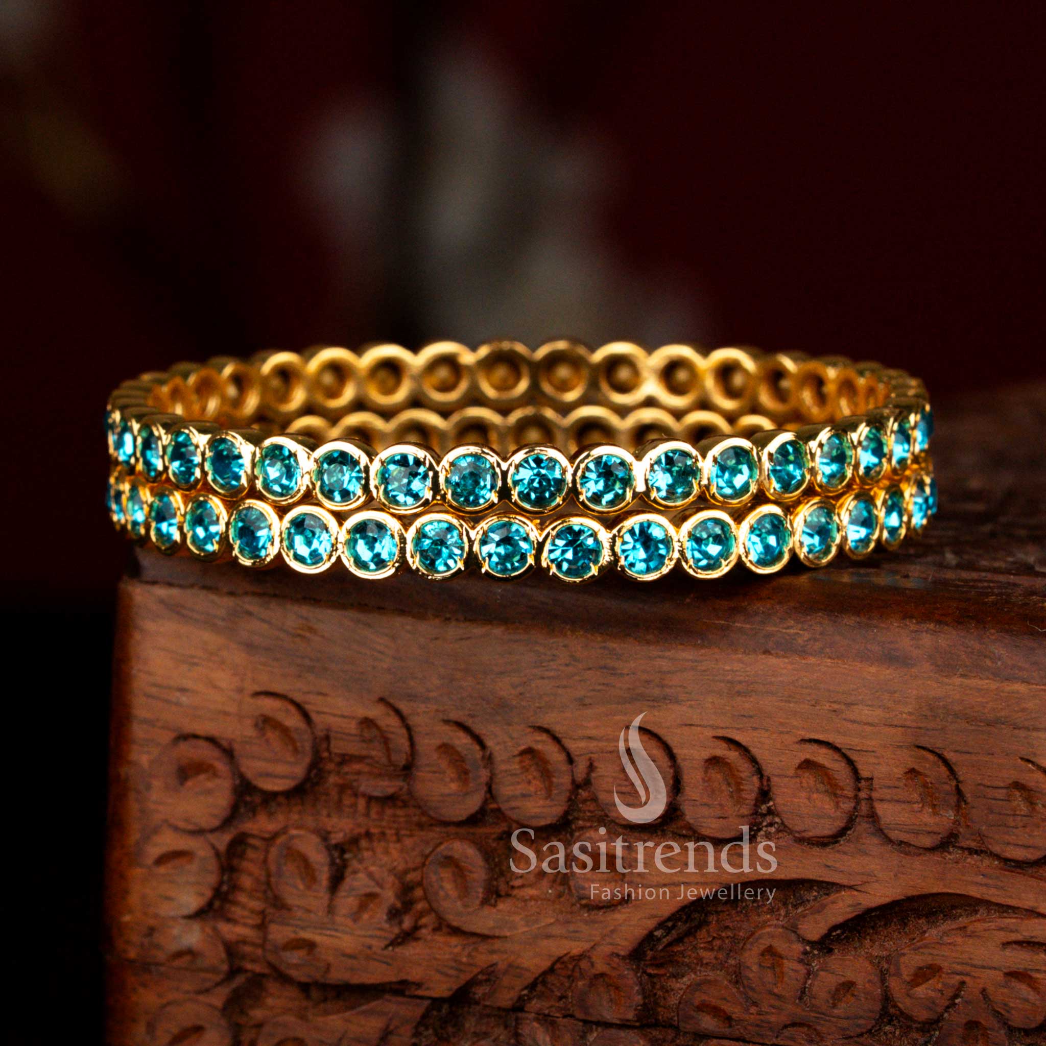 New Arrival: Traditional Wear Micro Gold Plated Para Stones Impon Bangles for Women | Sasitrends - Image 17