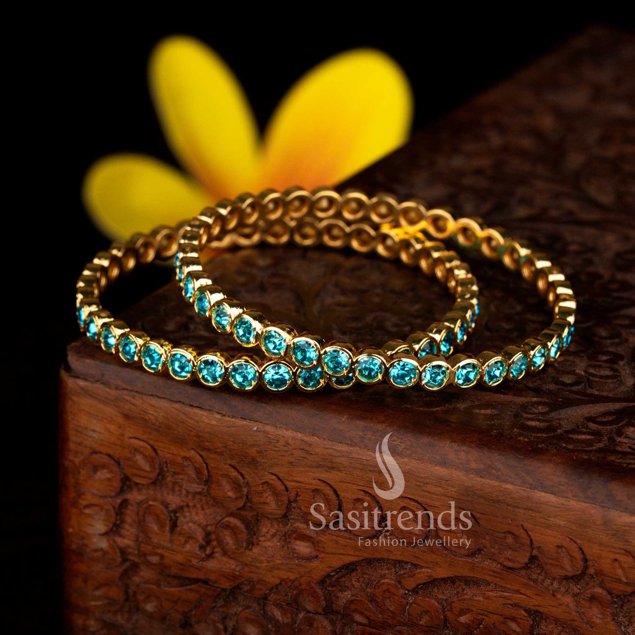 New Arrival: Traditional Wear Micro Gold Plated Para Stones Impon Bangles for Women | Sasitrends - Image 18