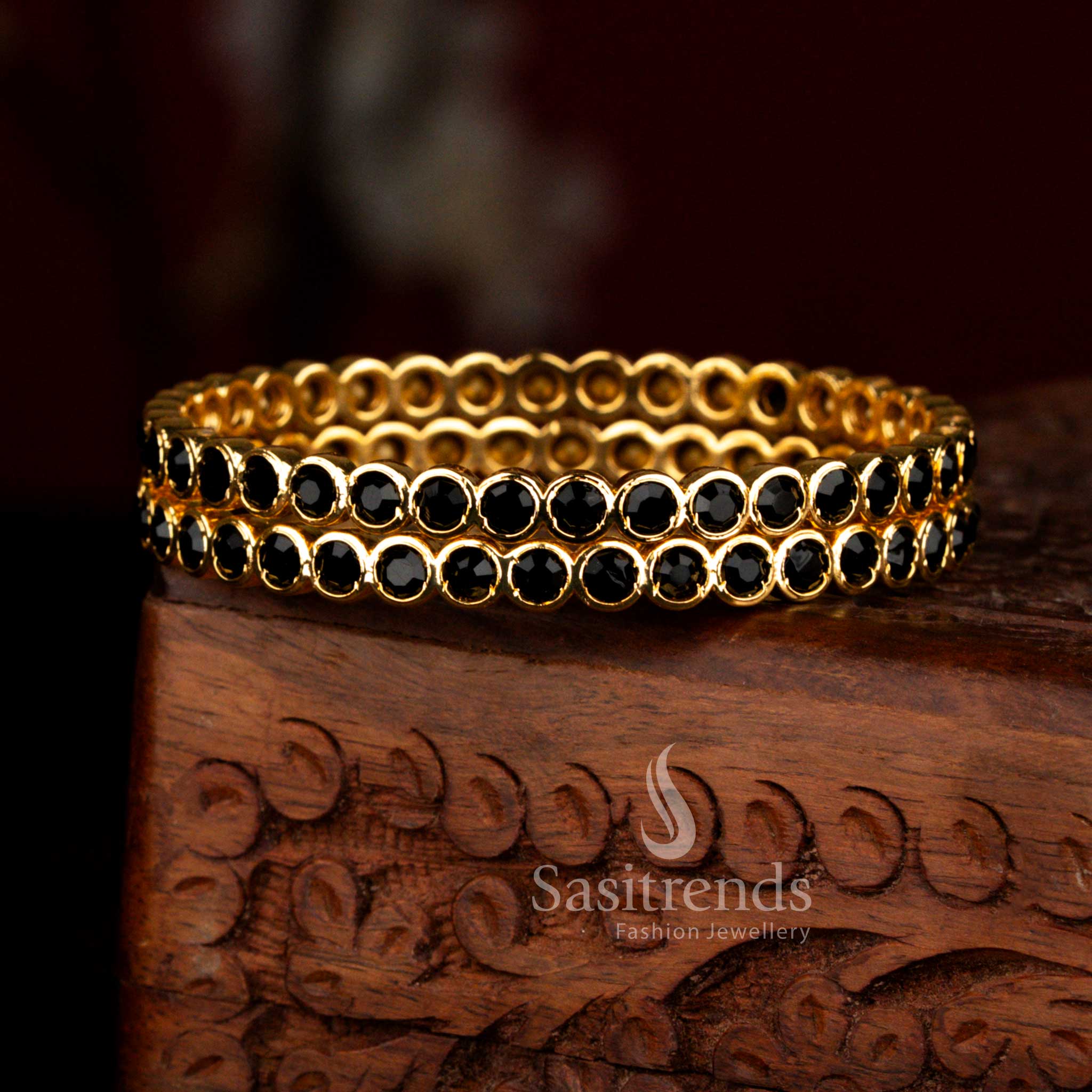 New Arrival: Traditional Wear Micro Gold Plated Para Stones Impon Bangles for Women | Sasitrends - Image 19