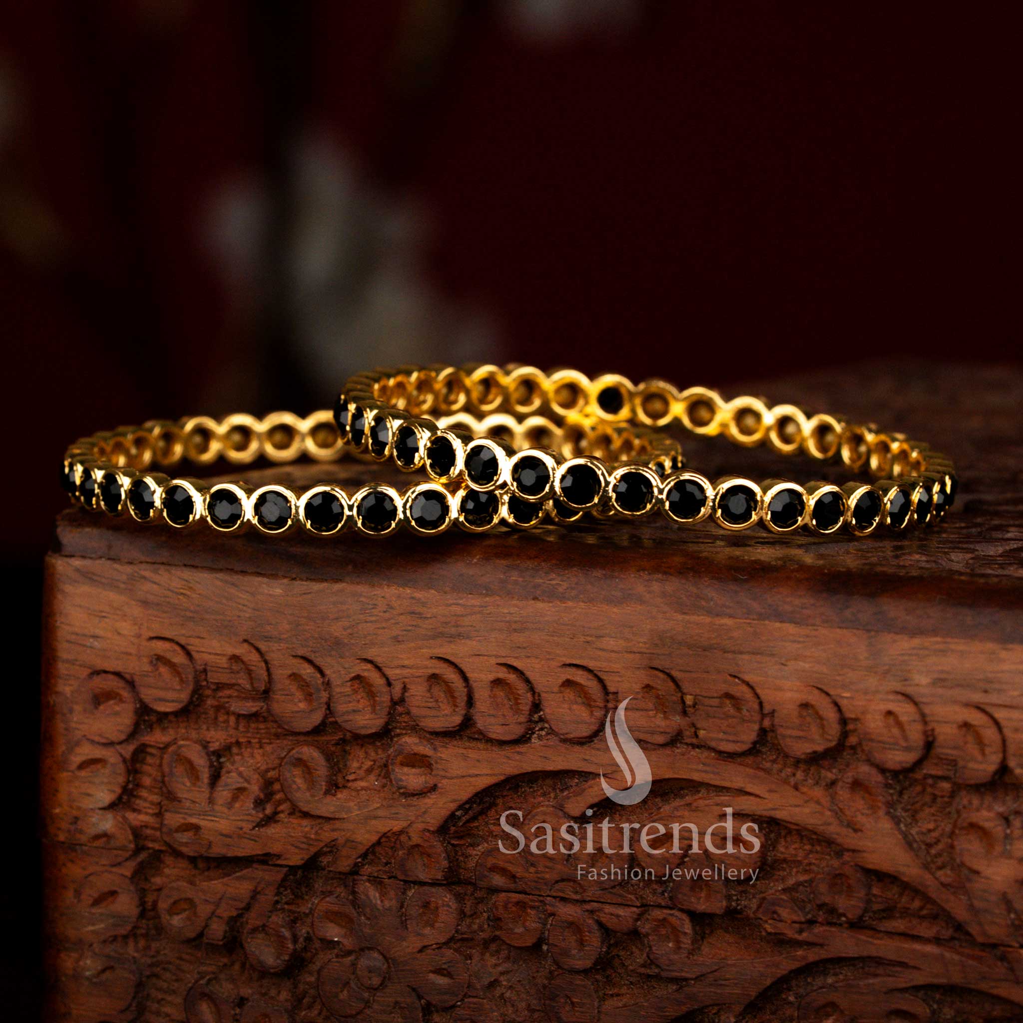 New Arrival: Traditional Wear Micro Gold Plated Para Stones Impon Bangles for Women | Sasitrends - Image 20