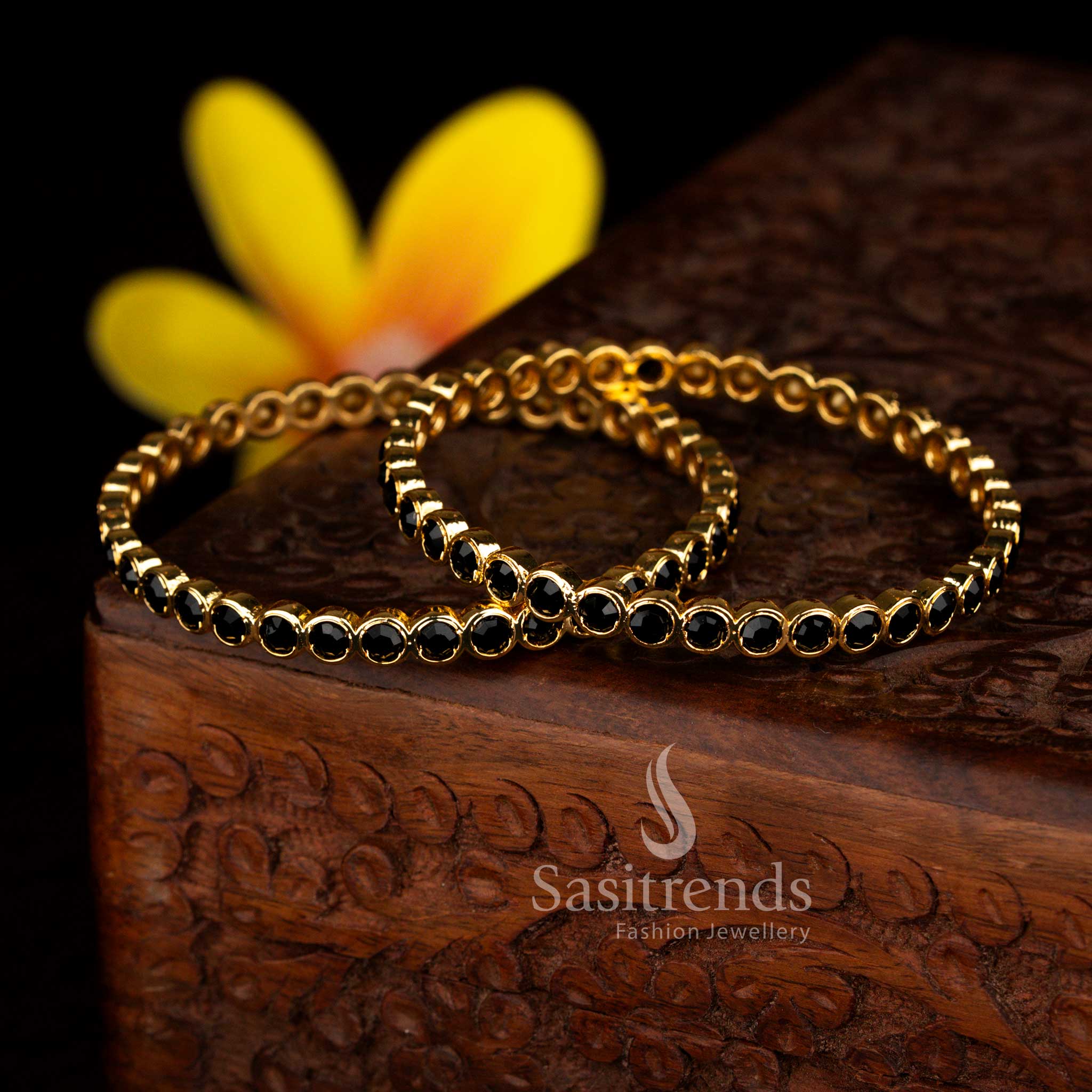 New Arrival: Traditional Wear Micro Gold Plated Para Stones Impon Bangles for Women | Sasitrends - Image 21