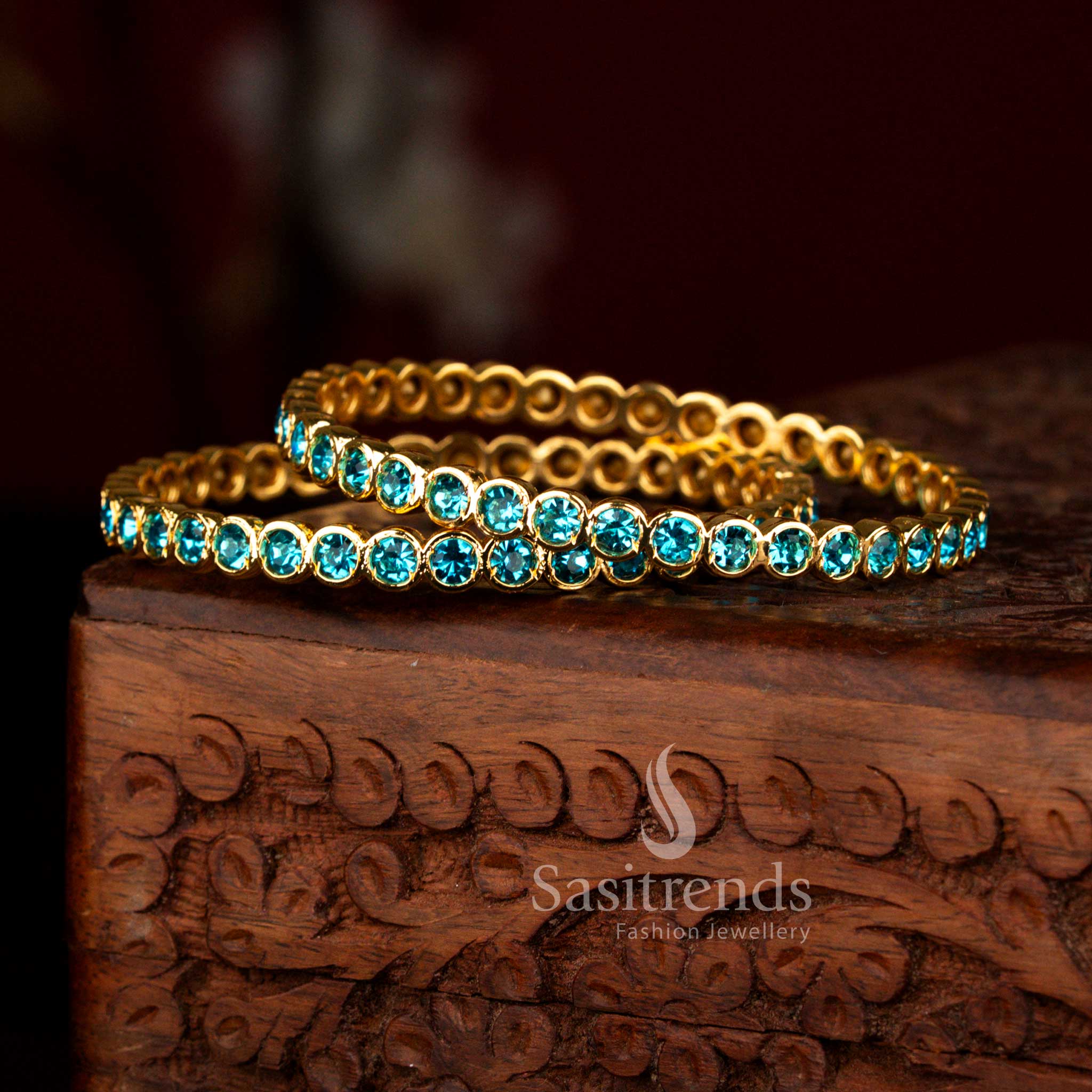 New Arrival: Traditional Wear Micro Gold Plated Para Stones Impon Bangles for Women | Sasitrends - Image 22