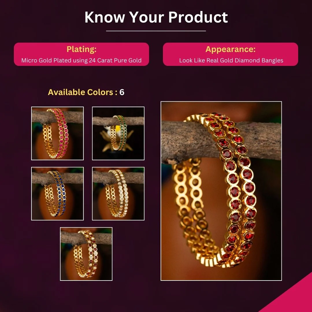 New Arrival: Traditional Wear Micro Gold Plated Para Stones Impon Bangles for Women | Sasitrends - Image 5