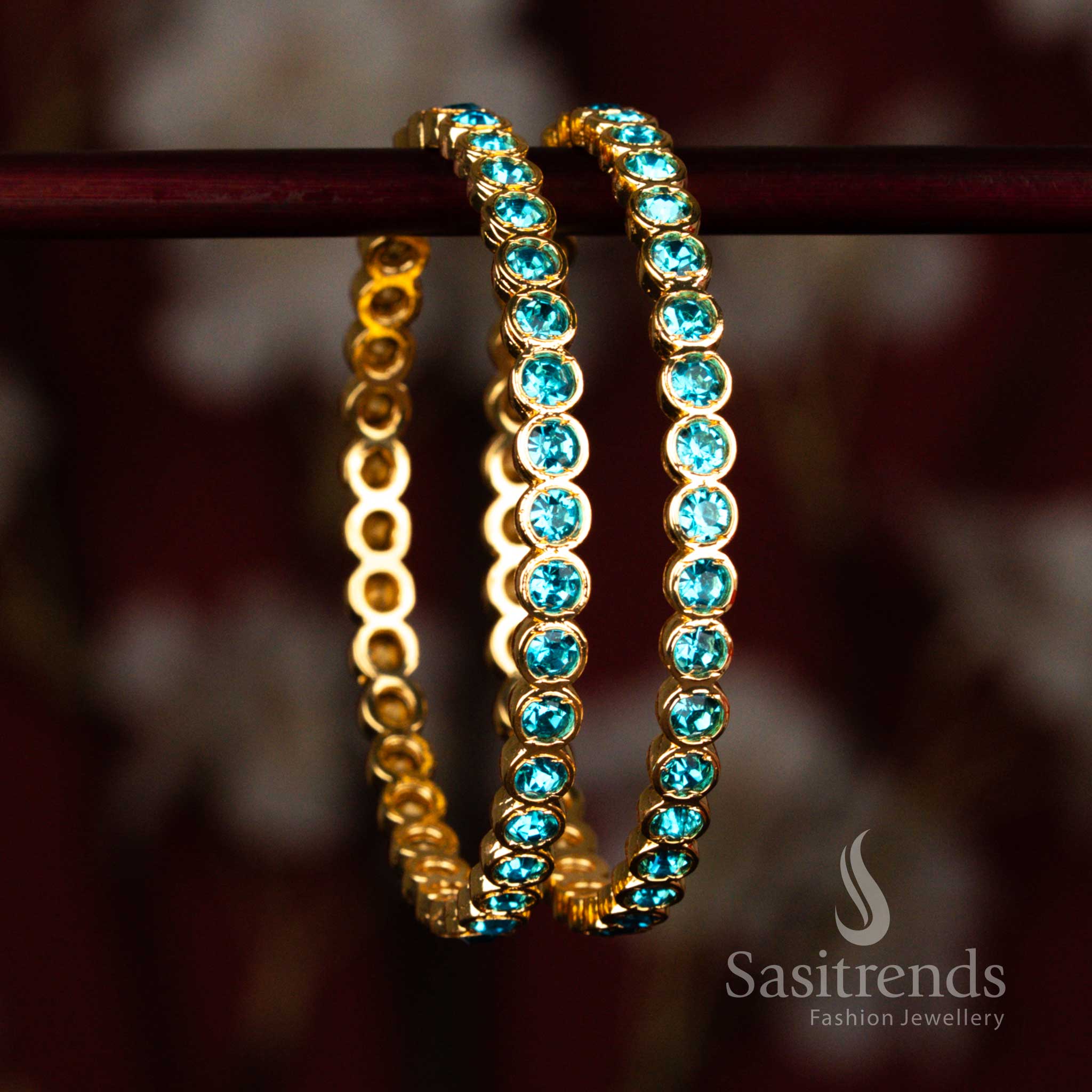 New Arrival: Traditional Wear Micro Gold Plated Para Stones Impon Bangles for Women | Sasitrends - Image 9