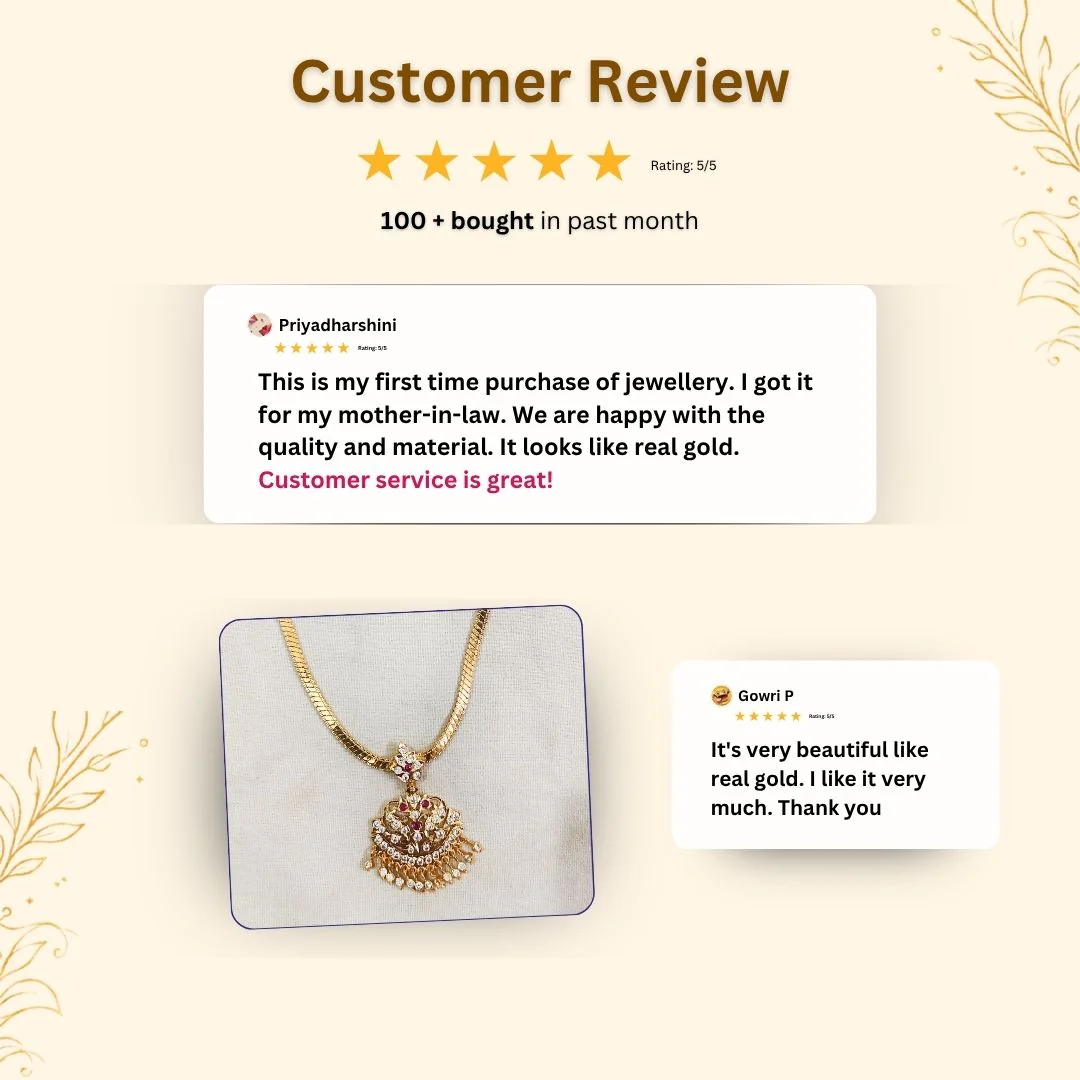 Captivating Micro Gold Plated Addigai Floral Pendant Necklace - New Indian Traditional Elegance Online - Image 4