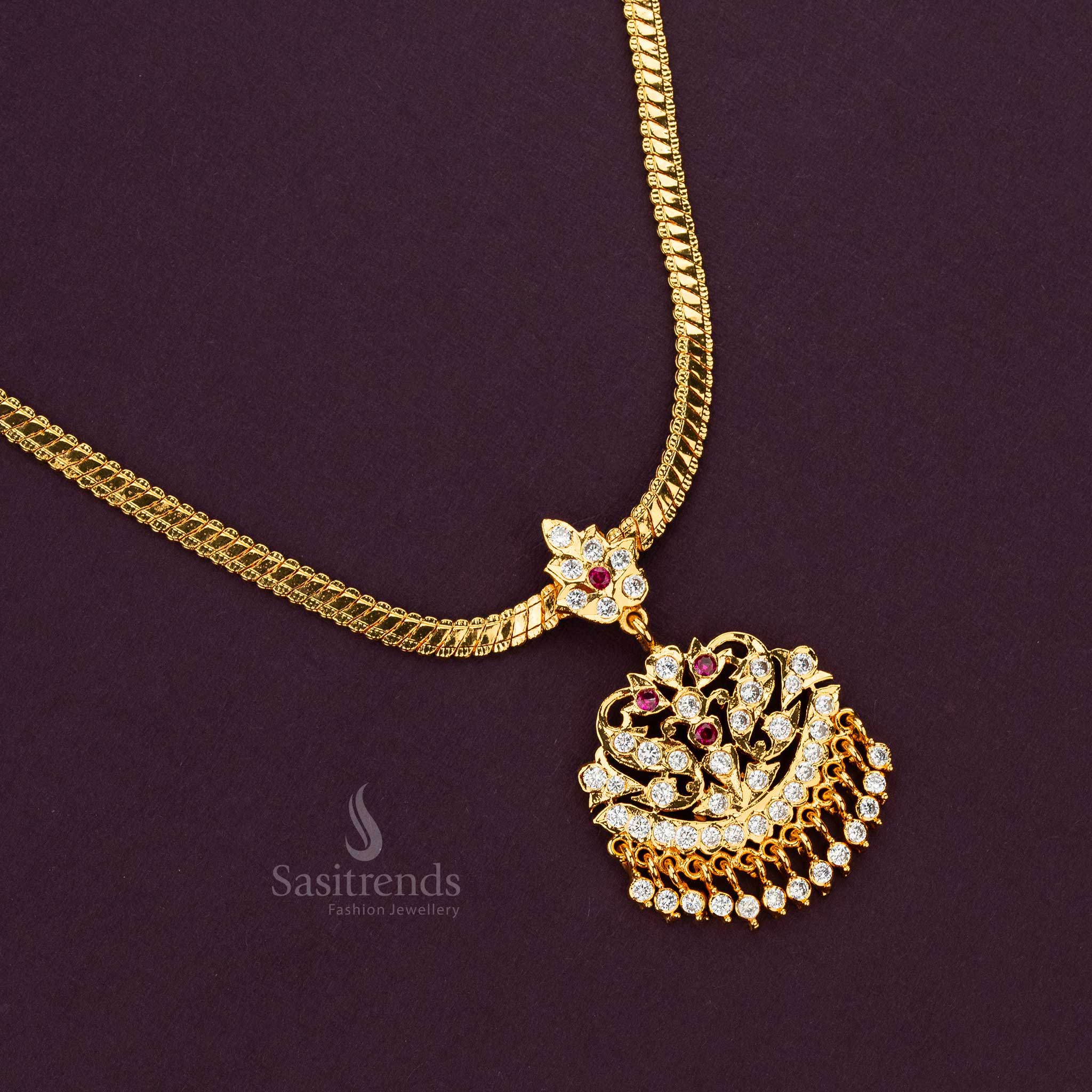 Captivating Micro Gold Plated Addigai Floral Pendant Necklace - New Indian Traditional Elegance Online - Image 5