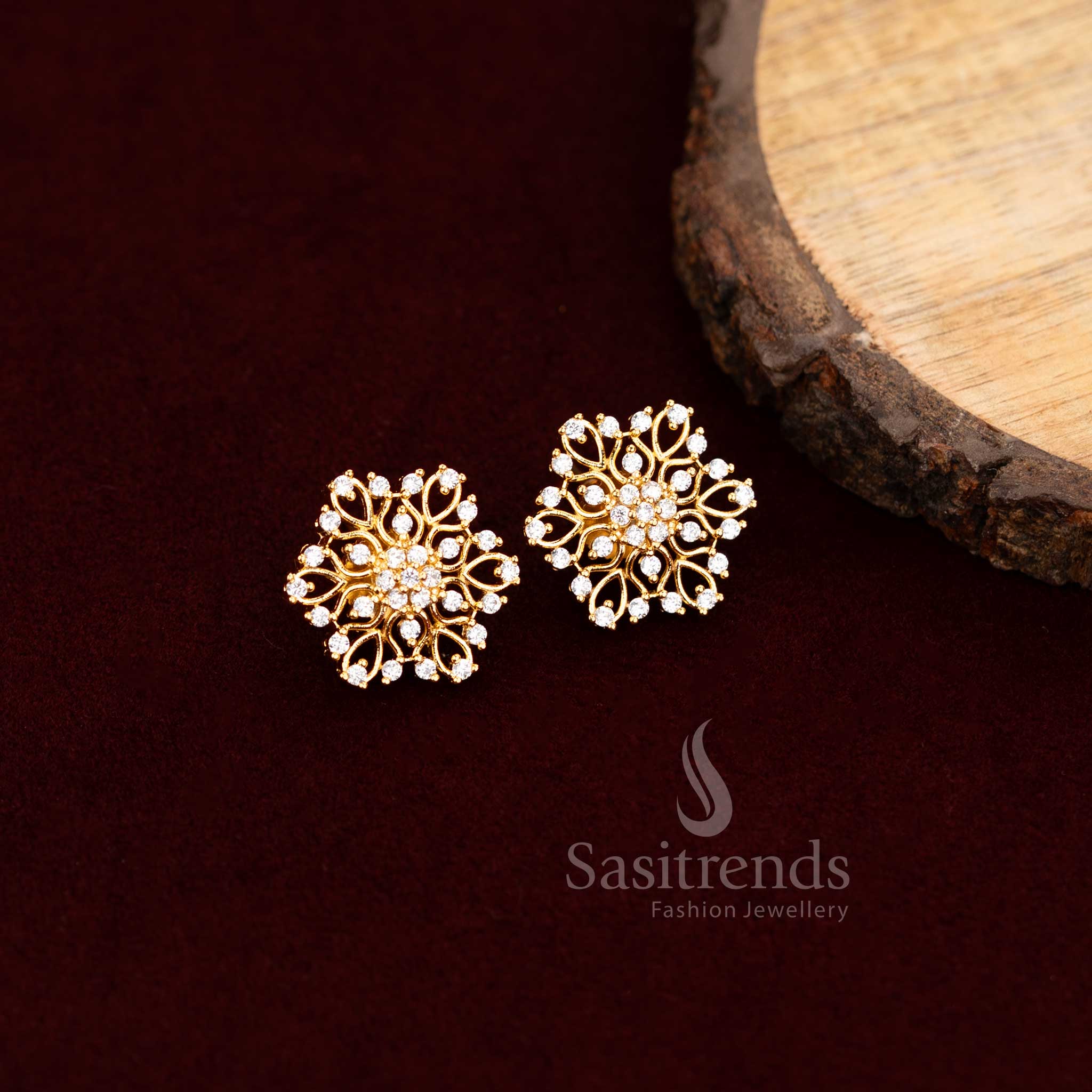 Wonderful Collection of American Diamond Round Stud Earrings – Elegant Sparkle for Every Occasion - Sasitrends - Image 5