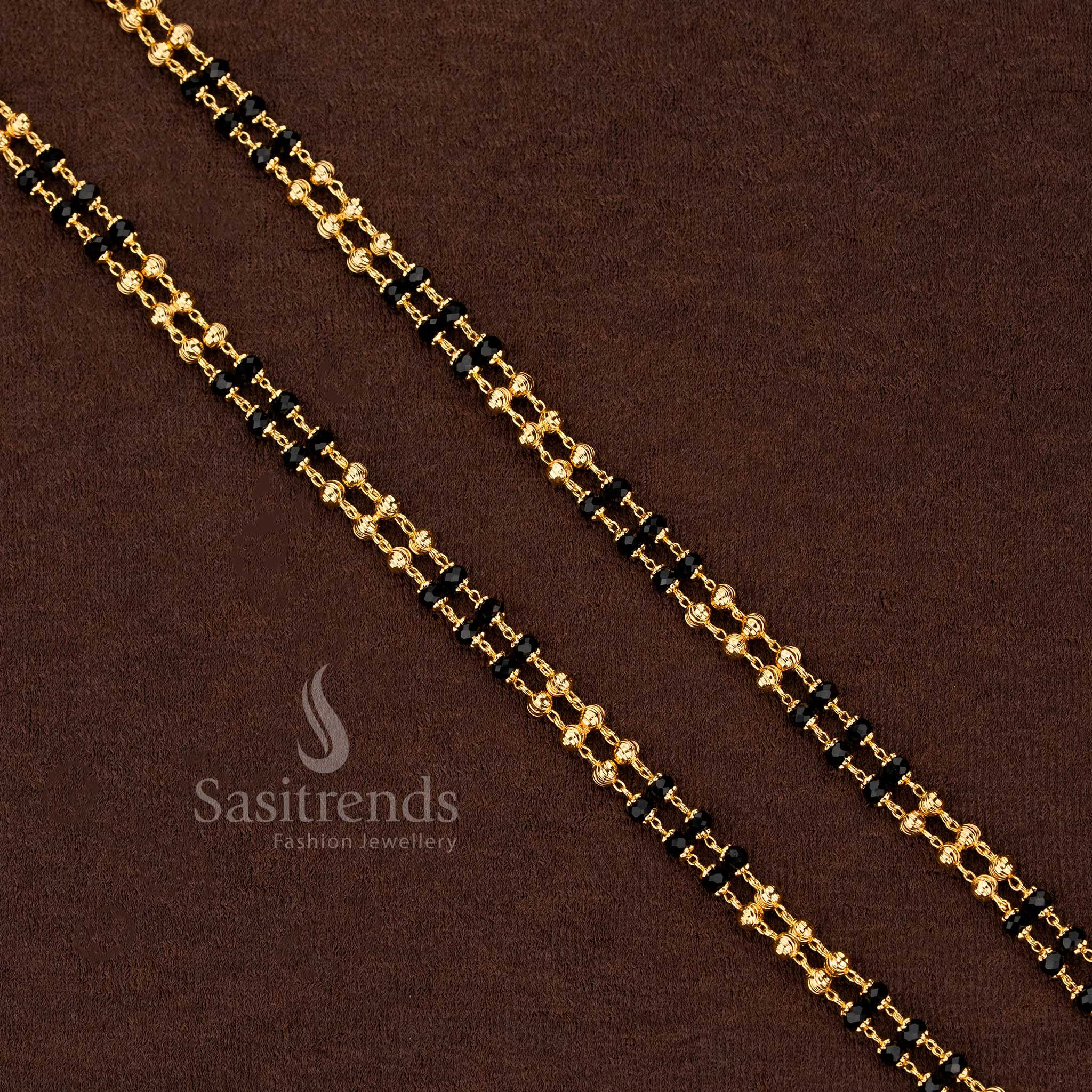 Beautiful Micro Gold Plated Traditional Black Beads with Golden Balls Chain - Sasitrends - Image 17