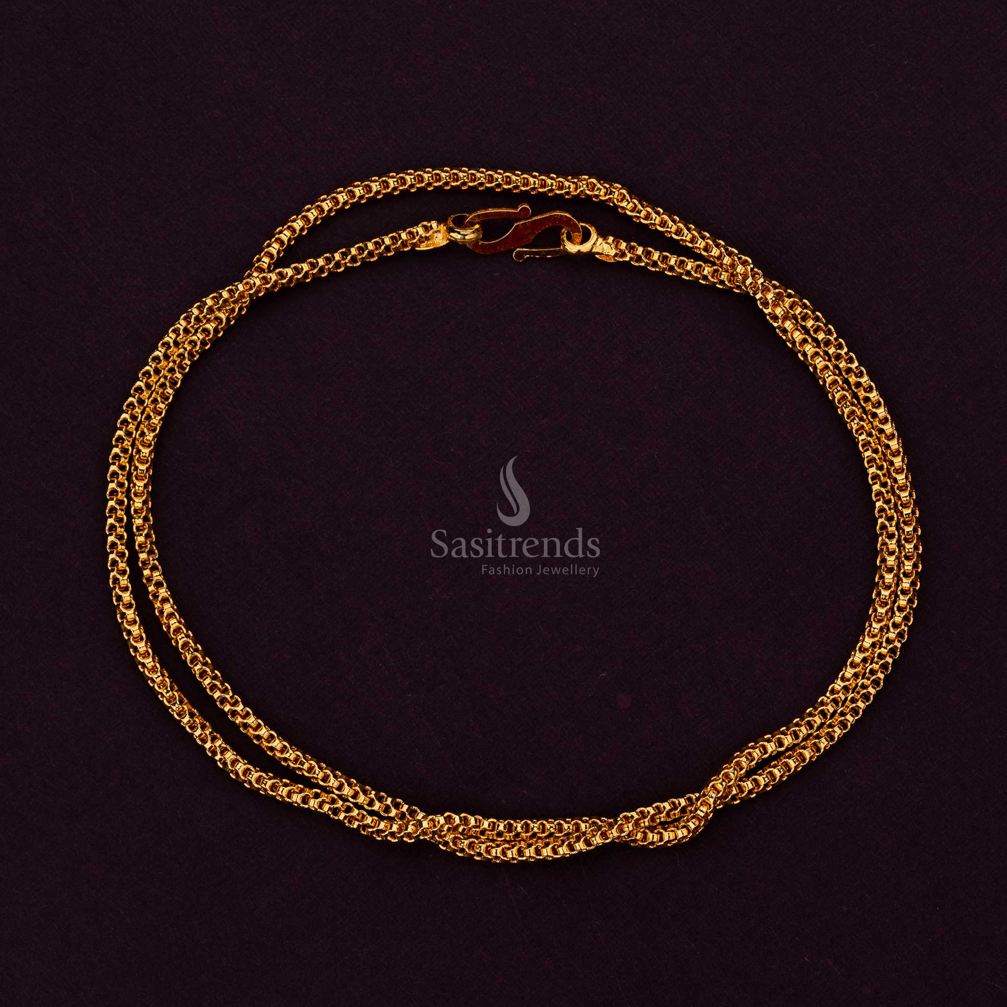 Elegant Micro Gold Plated Traditional Chain with Interlinked Design For Festive Wear - Sasitrends - Image 4