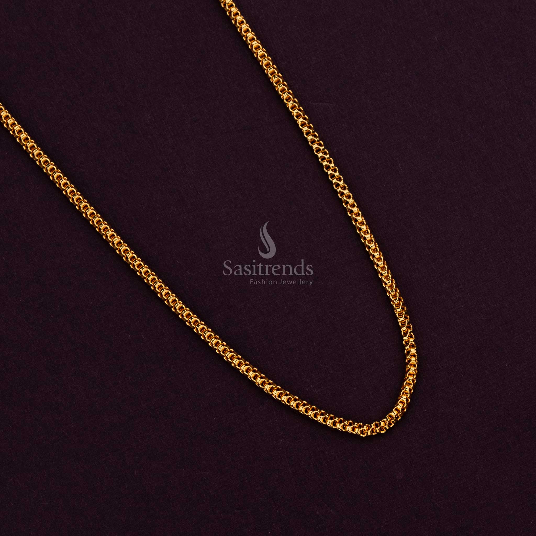 Elegant Micro Gold Plated Traditional Chain with Interlinked Design For Festive Wear - Sasitrends - Image 6