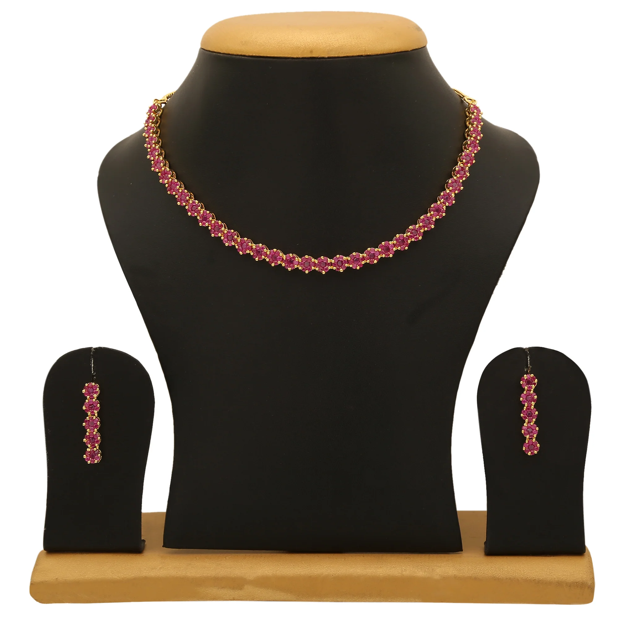 American Diamond Floral Necklace Jewellery Set with Micro Gold Plating For Luxury Parties - Sasitrends - Image 10