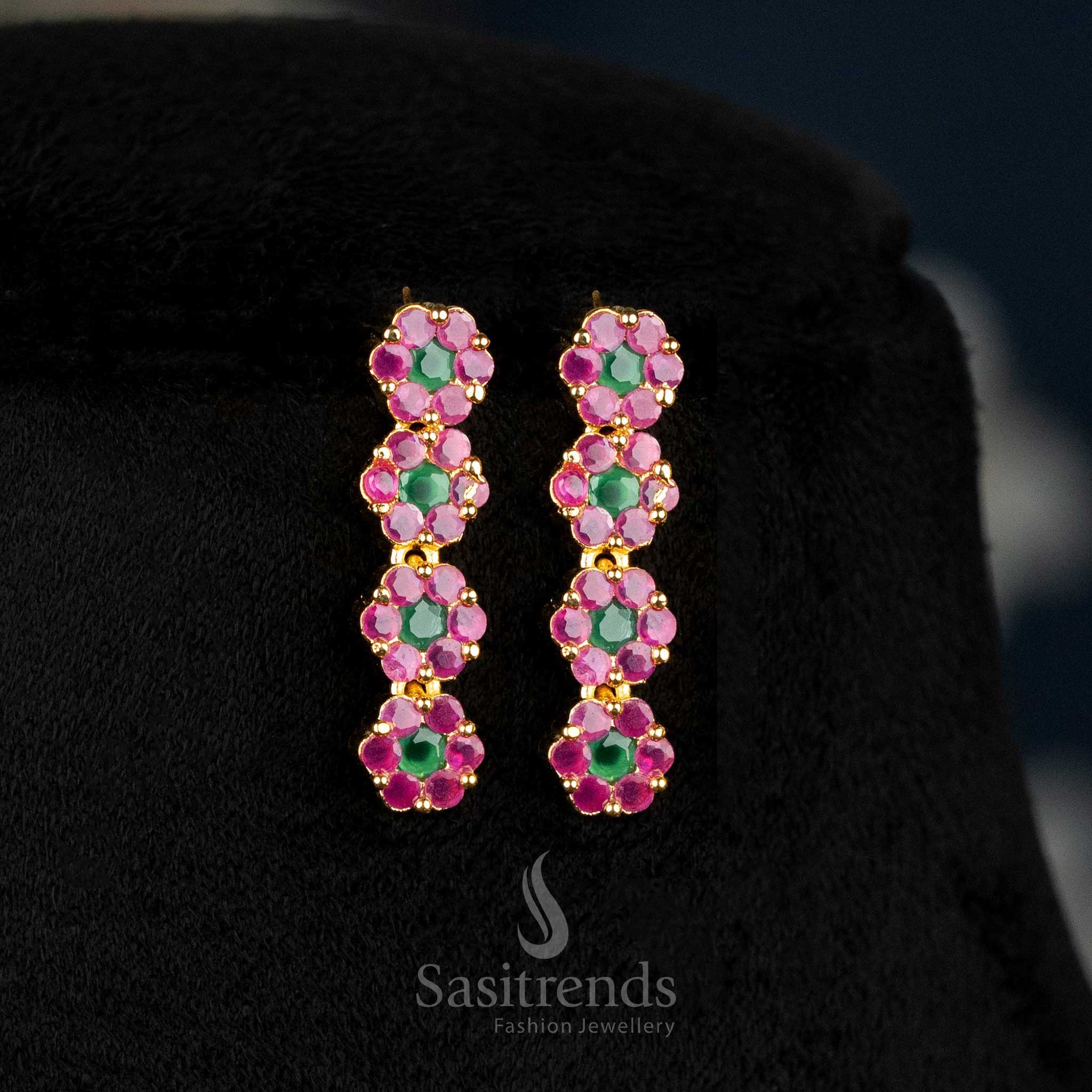 American Diamond Floral Necklace Jewellery Set with Micro Gold Plating For Luxury Parties - Sasitrends - Image 11