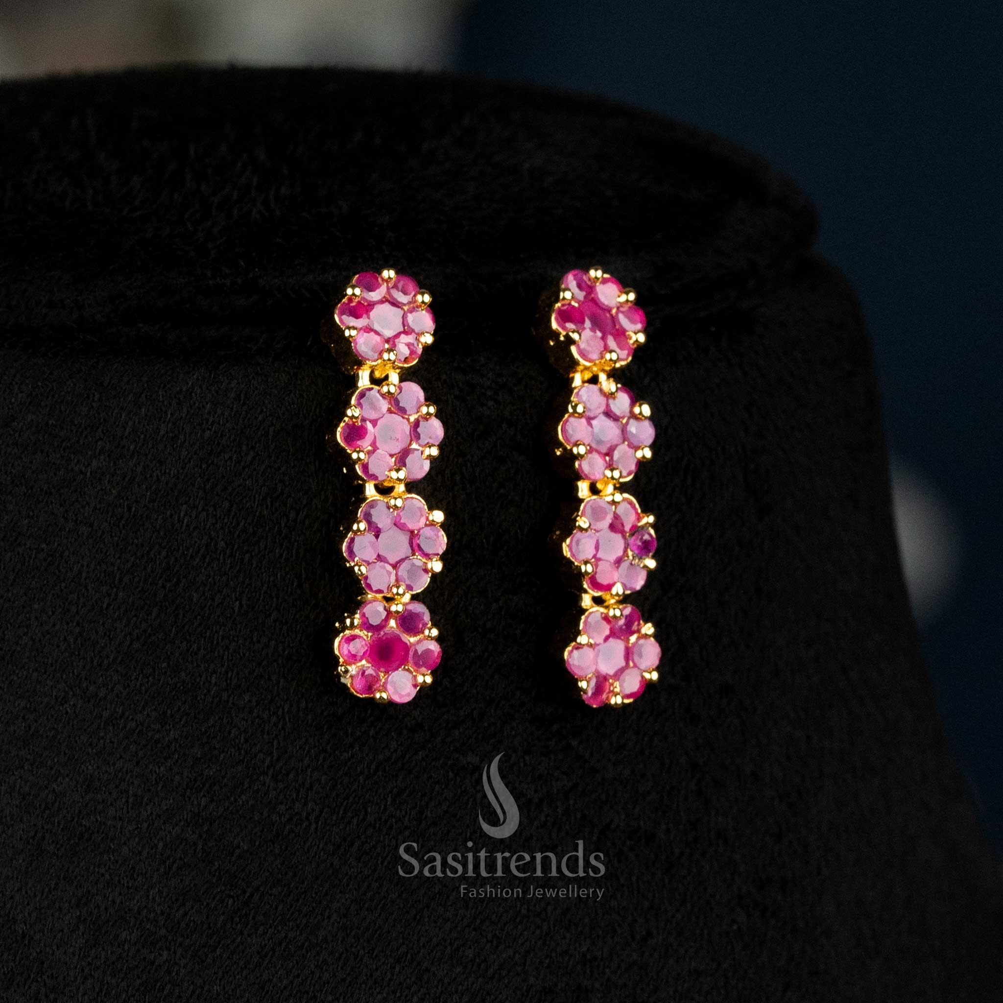 American Diamond Floral Necklace Jewellery Set with Micro Gold Plating For Luxury Parties - Sasitrends - Image 6