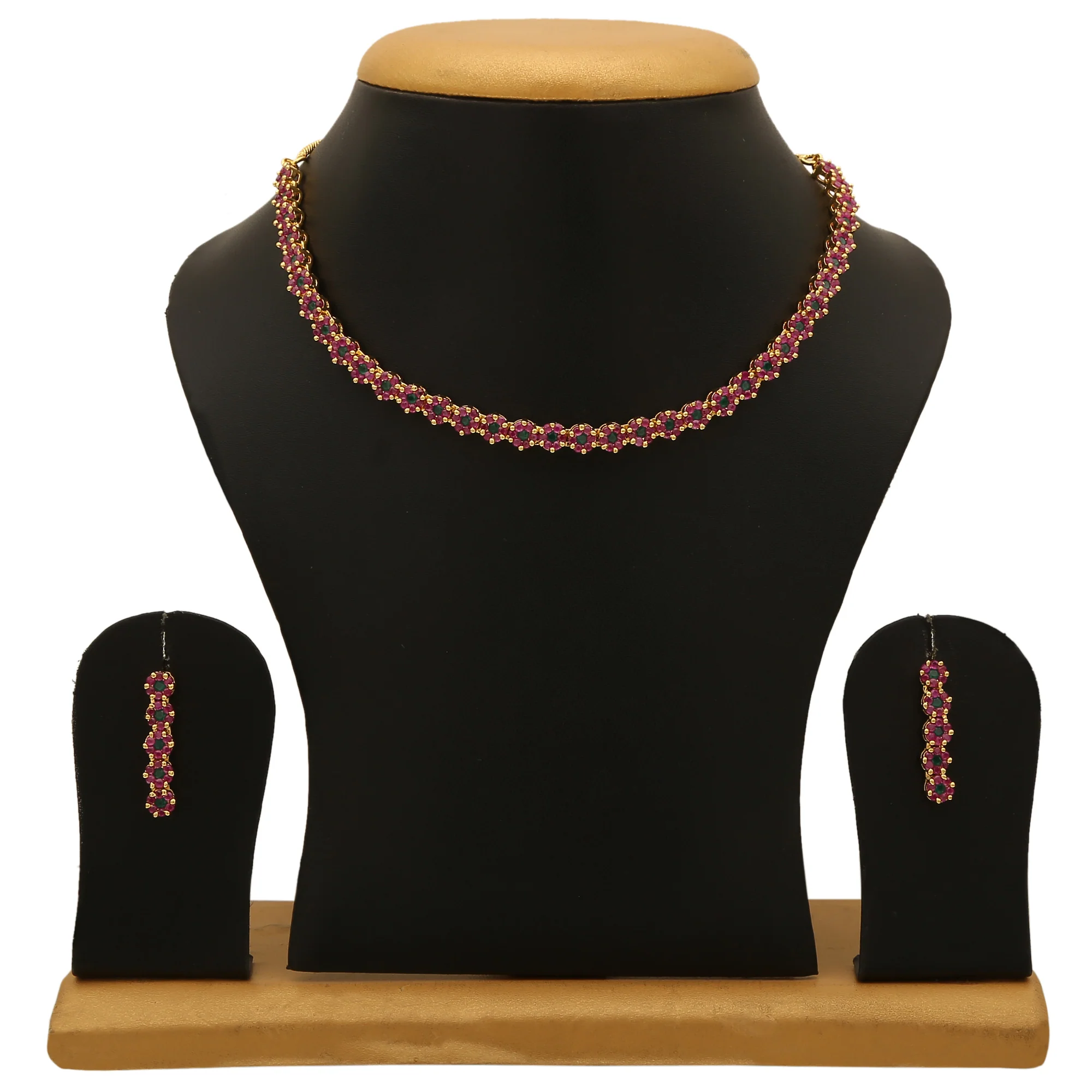American Diamond Floral Necklace Jewellery Set with Micro Gold Plating For Luxury Parties - Sasitrends - Image 8